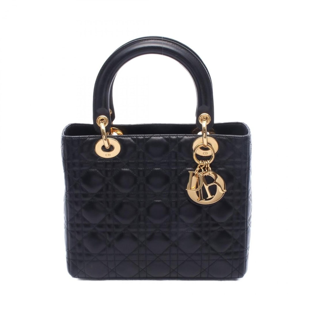 Christian Dior Dior LADY DIOR Cannage Handbag, Leather, Women's, Black: --- Catalog ---Category: SizeSize (HxWxD): 20cm x 24cm x 11cm / 7.87'' x 9.44'' x 4.33''Handle Length: 34cm / 13.38''Category: DesignType: HandbagColor: BlackGender: WomenMaterial: Leather Category: G