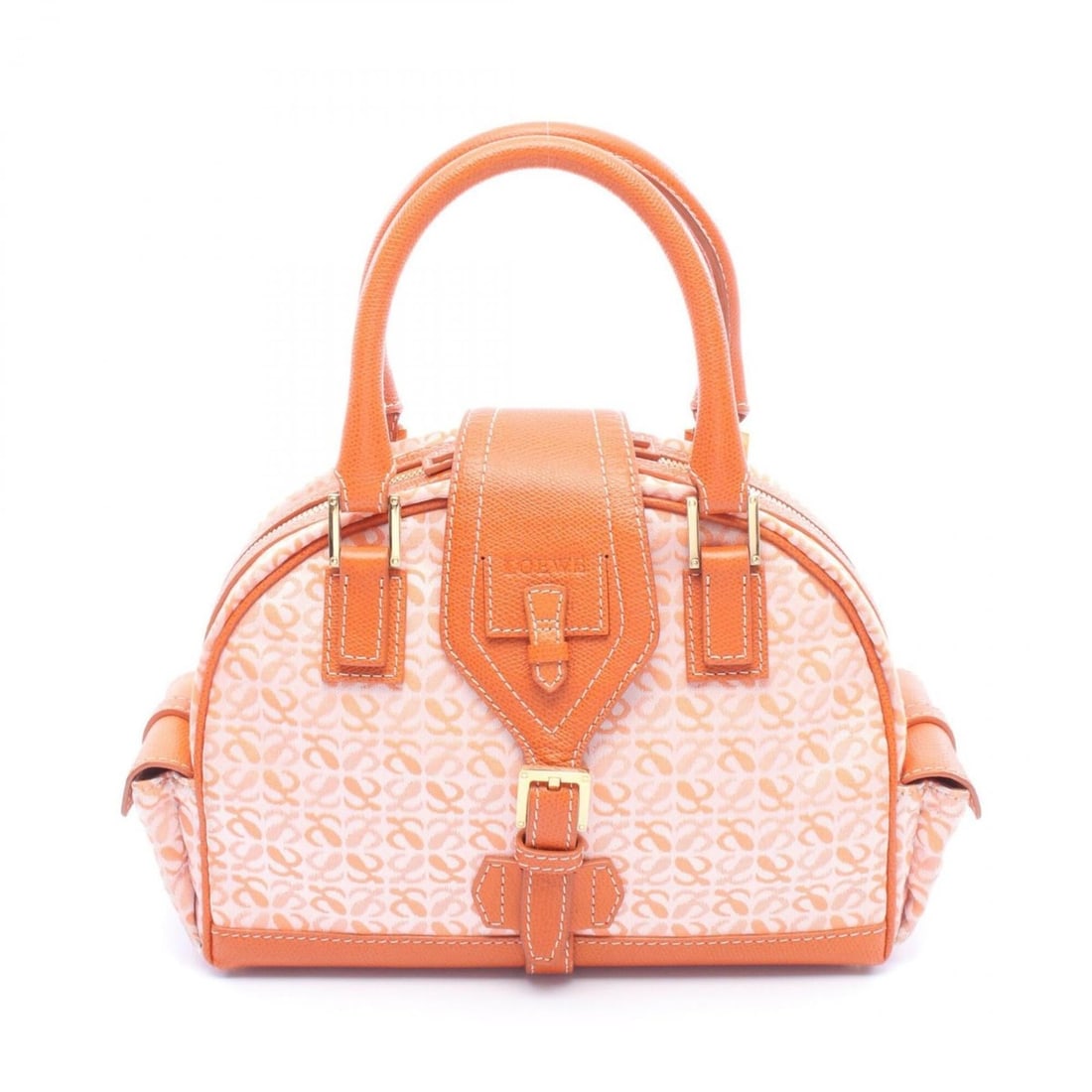 Loewe Anagram Small Bowling Bag Handbag, Canvas Leather, Women's, Orange: --- Catalog ---Category: SizeSize (HxWxD): 19cm x 26cm x 10cm / 7.48'' x 10.23'' x 3.93''Category: DesignType: HandbagColor: OrangeGender: WomenMaterial: Canvas , Leather Category: GeneralBrand: Loewe