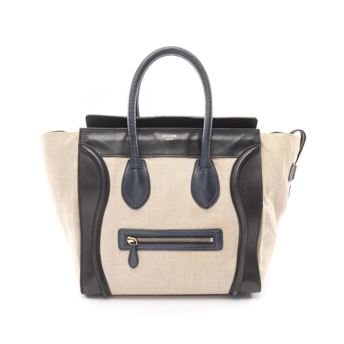 Celine Luggage Mini Shopper Handbag - Canvas and Leather Women's Beige, Black, Navy 165212: --- Catalog ---Category: SizeSize (HxWxD): 29cm x 30cm x 17cm / 11.41'' x 11.81'' x 6.69''Category: DesignType: HandbagColor: Beige, Black, NavyGender: WomenMaterial: Canvas , Leather Category: Genera