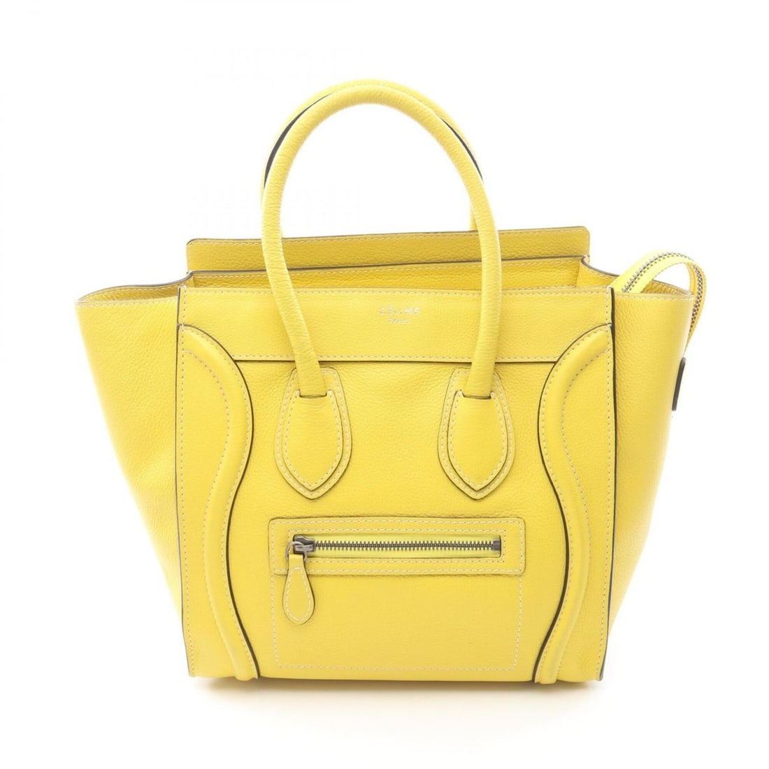 Celine Luggage Micro Shopper Tote Bag Handbag Leather Women's Yellow: --- Catalog ---Category: SizeSize (HxWxD): 26cm x 26cm x 13cm / 10.23'' x 10.23'' x 5.11''Category: DesignType: Handbag, Tote bagColor: YellowGender: WomenMaterial: Leather Category: GeneralBrand: Cel