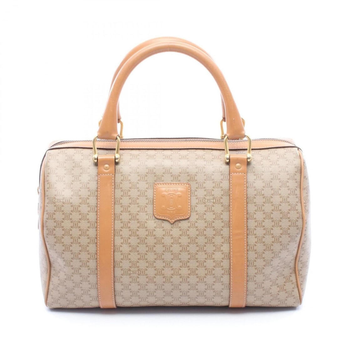 Celine Macadam Handbag, Coated Canvas Leather, Women's, Beige/Brown: --- Catalog ---Category: SizeSize (HxWxD): 18cm x 31cm x 17cm / 7.08'' x 12.2'' x 6.69''Category: DesignType: HandbagColor: Beige, BrownGender: WomenMaterial: Coated canvas , PVC , Leather Category: G