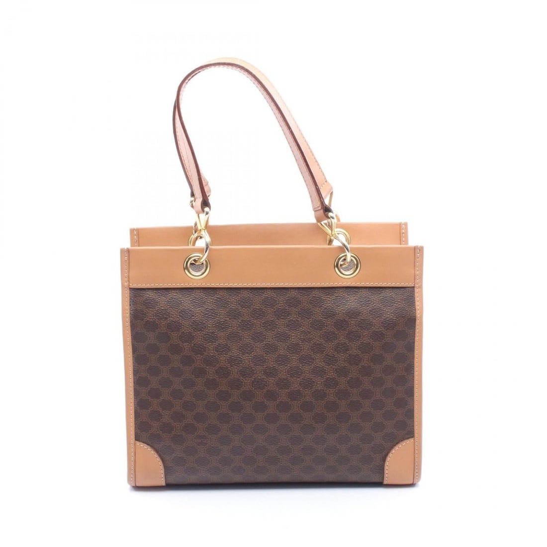 Celine Macadam Handbag, Coated Canvas Leather, Women's, Brown: --- Catalog ---Category: SizeSize (HxWxD): 21cm x 25cm x 12cm / 8.26'' x 9.84'' x 4.72''Category: DesignType: HandbagColor: BrownGender: WomenMaterial: Coated canvas , PVC , Leather Category: GeneralL