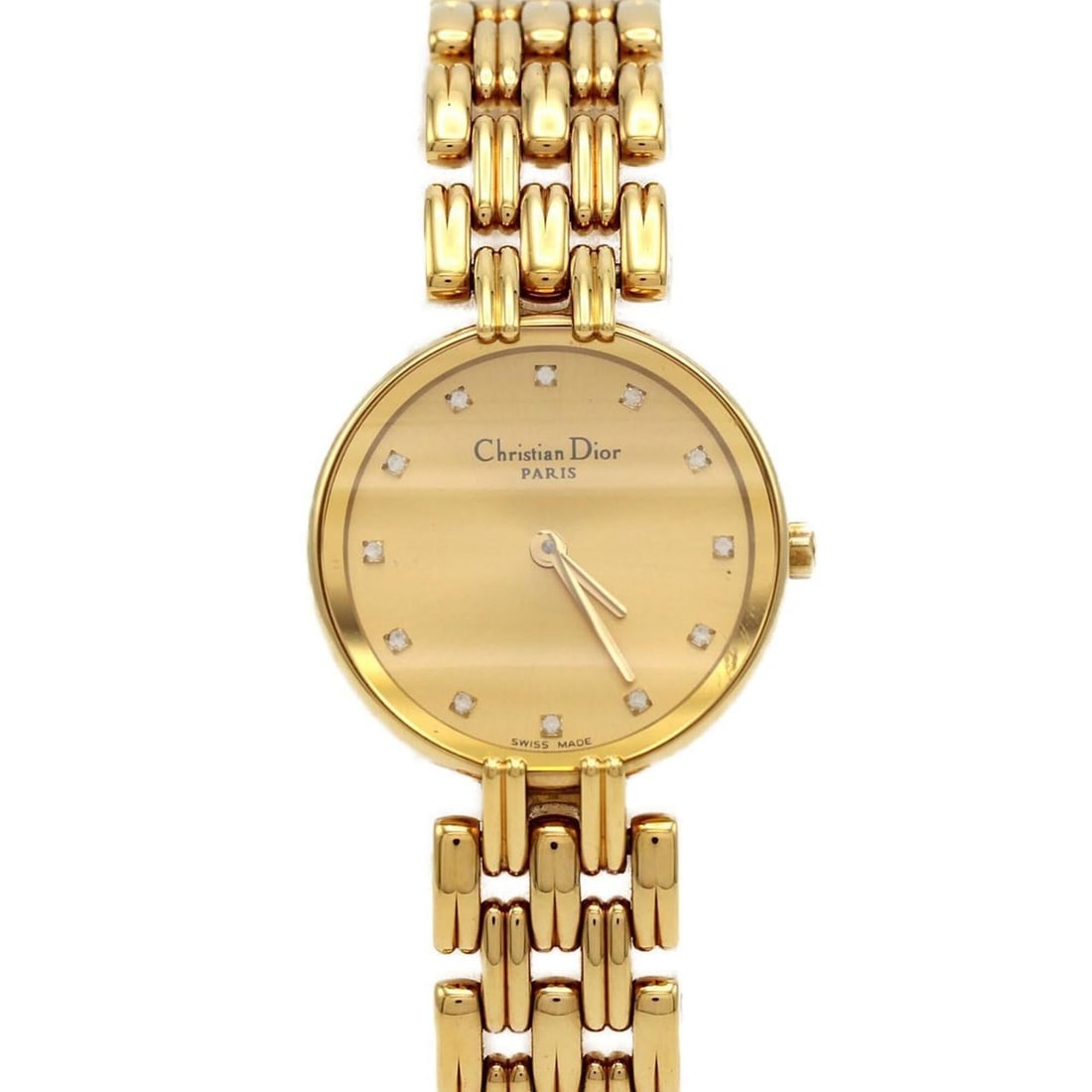 Christian Dior Baghira GP D44-155 Quartz Watch: --- Catalog ---Category: SizeWrist Size: 15.5cm / 6.1''Case Diameter: 24mm / 0.94''Category: DesignType: WristwatchGender: WomenColor (Dial): GoldMaterial (Band): Gold platedMaterial (Case): Gold plat