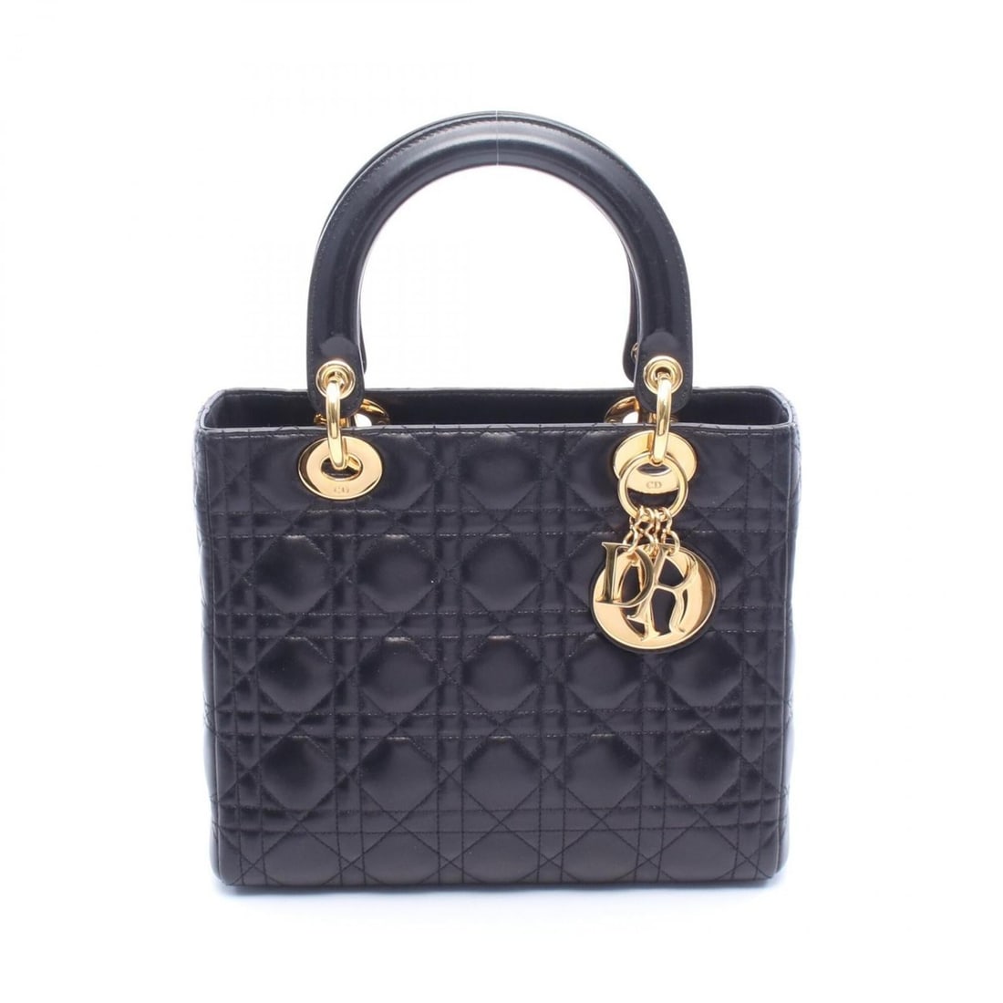 Christian Dior Dior LADY DIOR Cannage Handbag, Leather, Women's, Black: --- Catalog ---Category: SizeSize (HxWxD): 20cm x 24cm x 11cm / 7.87'' x 9.44'' x 4.33''Handle Length: 34cm / 13.38''Category: DesignType: HandbagColor: BlackGender: WomenMaterial: Leather Category: G