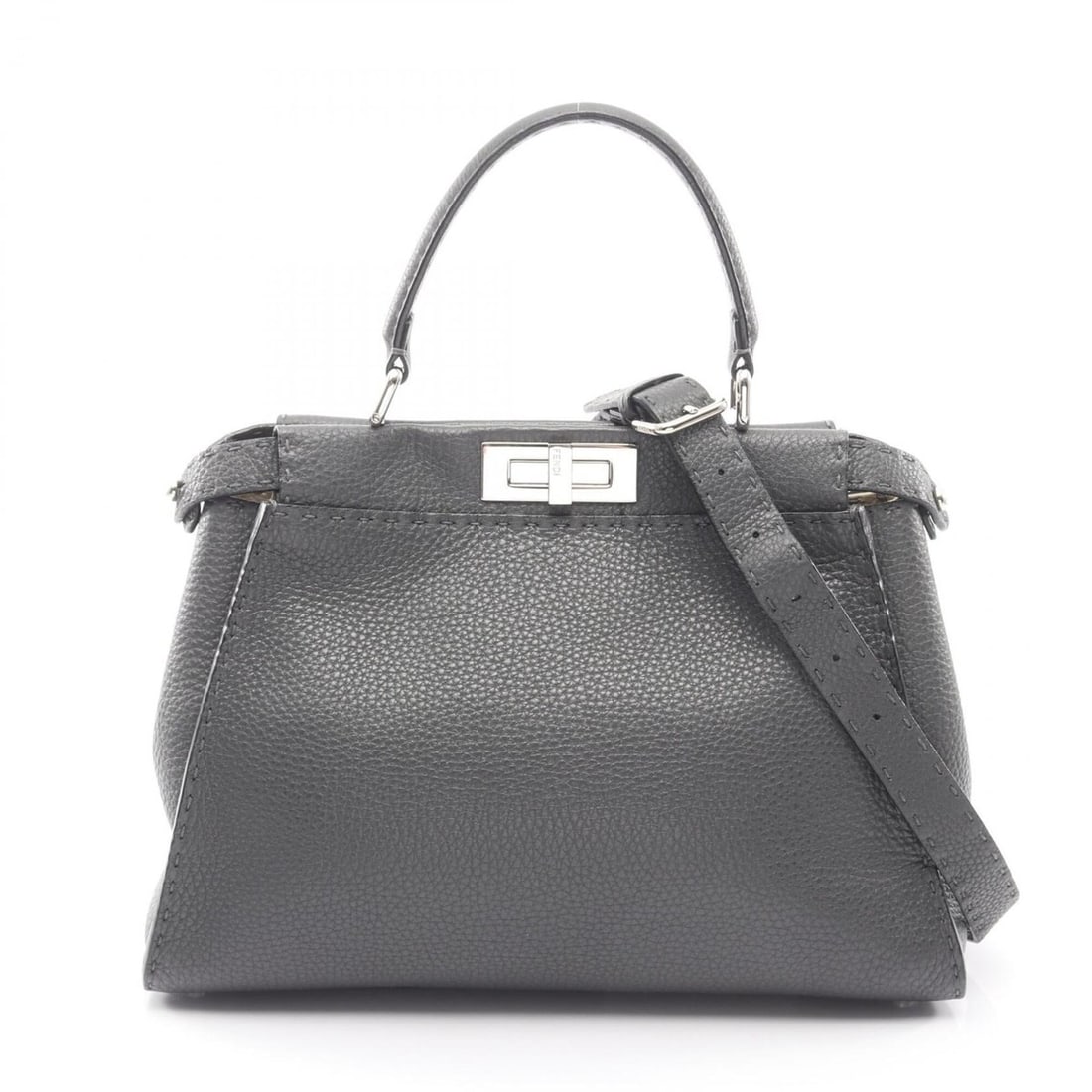Fendi Peekaboo Regular 2-Way Handbag, Leather, Women's, Gray (8BN290): --- Catalog ---Category: SizeSize (HxWxD): 24cm x 34cm x 13cm / 9.44'' x 13.38'' x 5.11''Category: DesignType: HandbagColor: GrayGender: WomenMaterial: Leather Category: GeneralBrand: Fendi--- Item Li