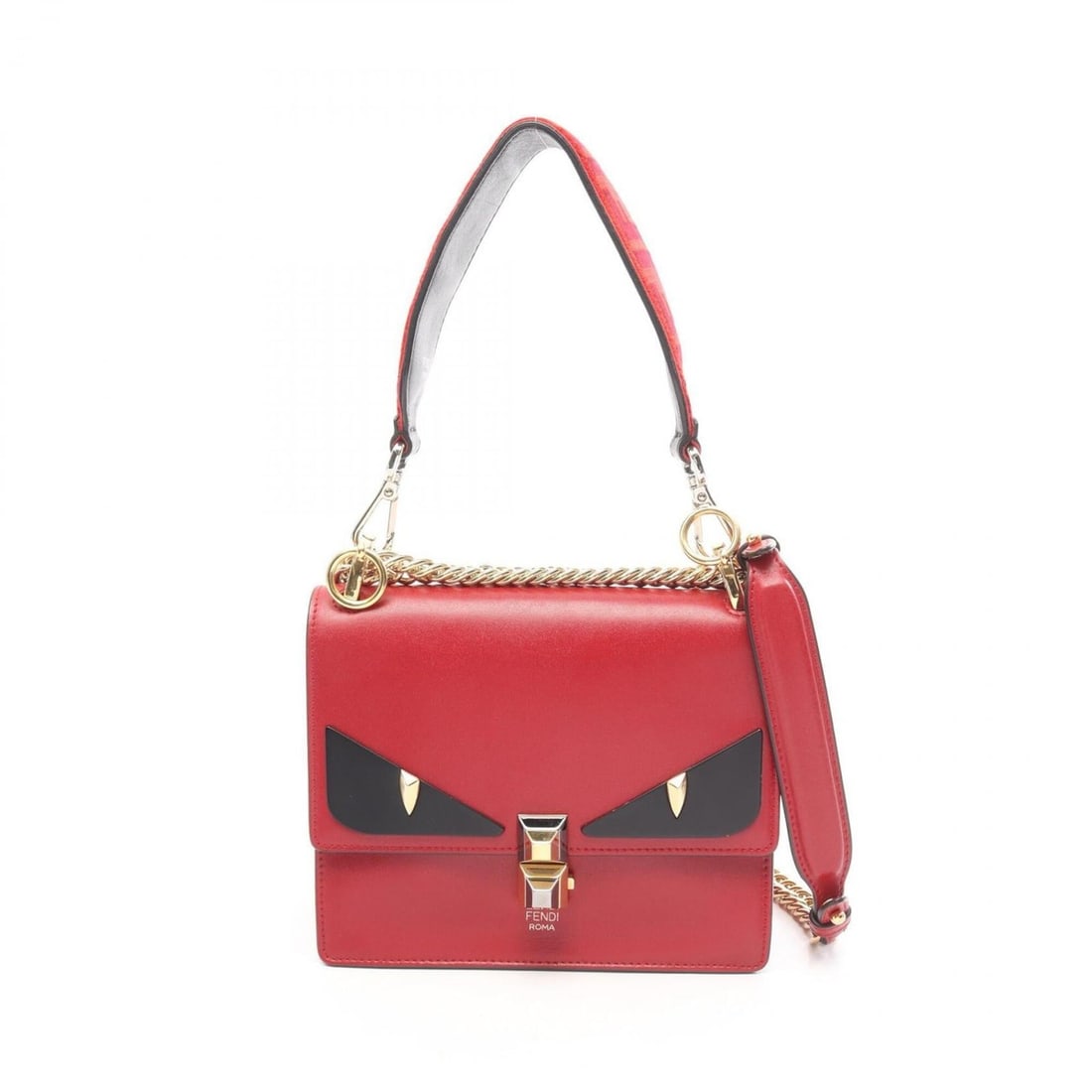 Fendi Kanai Monster 2-Way Shoulder Bag/Handbag, Leather, Women's, Red/Black: --- Catalog ---Category: SizeSize (HxWxD): 16cm x 19cm x 4cm / 6.29'' x 7.48'' x 1.57''Category: DesignType: Handbag, Shoulder bagColor: Black, Red colorGender: WomenMaterial: Leather Category:
