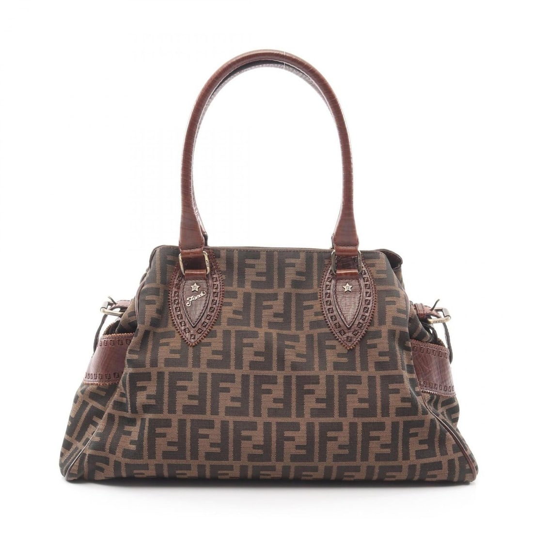 Fendi Etnico Zucca Tote Bag Handbag Canvas Leather Women's Brown/Black: --- Catalog ---Category: SizeSize (HxWxD): 25cm x 40cm x 13cm / 9.84'' x 15.74'' x 5.11''Category: DesignType: Handbag, Tote bagColor: Black, BrownGender: WomenMaterial: Canvas , Leather Category: Gen