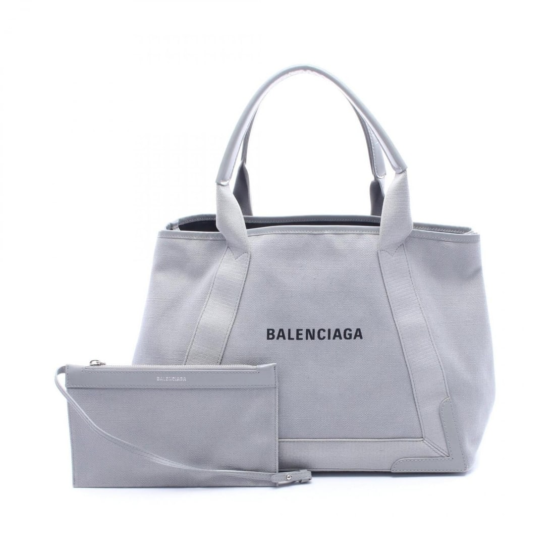 Balenciaga NAVY CABAS NEW M Navy Cabas Tote Bag Handbag Canvas Leather Women's Gray: --- Catalog ---Category: SizeSize (HxWxD): 27cm x 35cm x 17cm / 10.62'' x 13.77'' x 6.69''Category: DesignType: Handbag, Pouch, Tote bagColor: Gray, NavyGender: WomenMaterial: Canvas , Leather