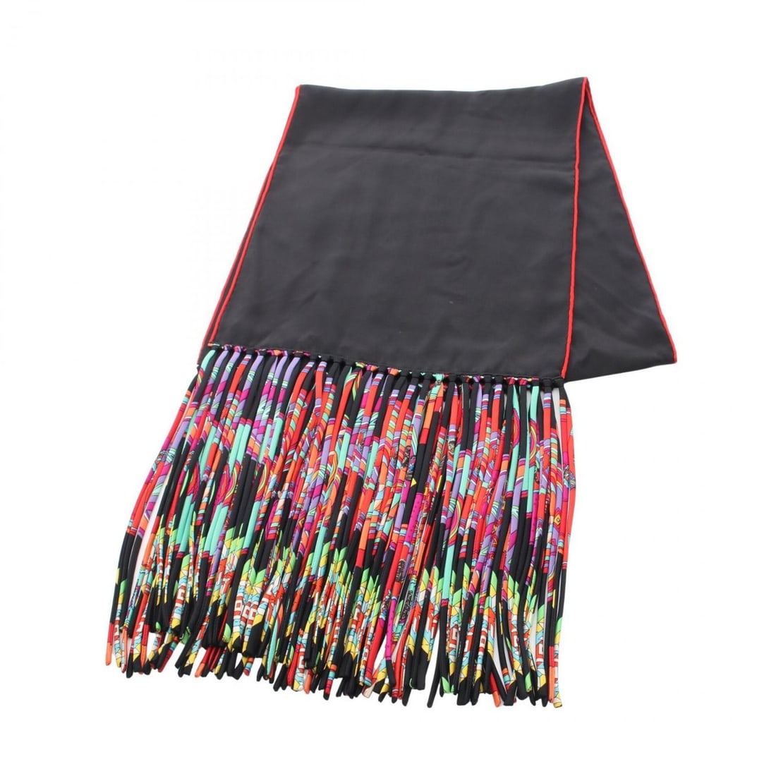 Hermes fringe stole, silk, women's, black/multicolor: --- Catalog ---Category: SizeSize (LxW): 2.12m x 29cm / 83.46'' x 11.41''Category: DesignType: StoleColor: Black, Multi-colorGender: WomenMaterial: Silk Category: GeneralBrand: Hermes--- Item List ---