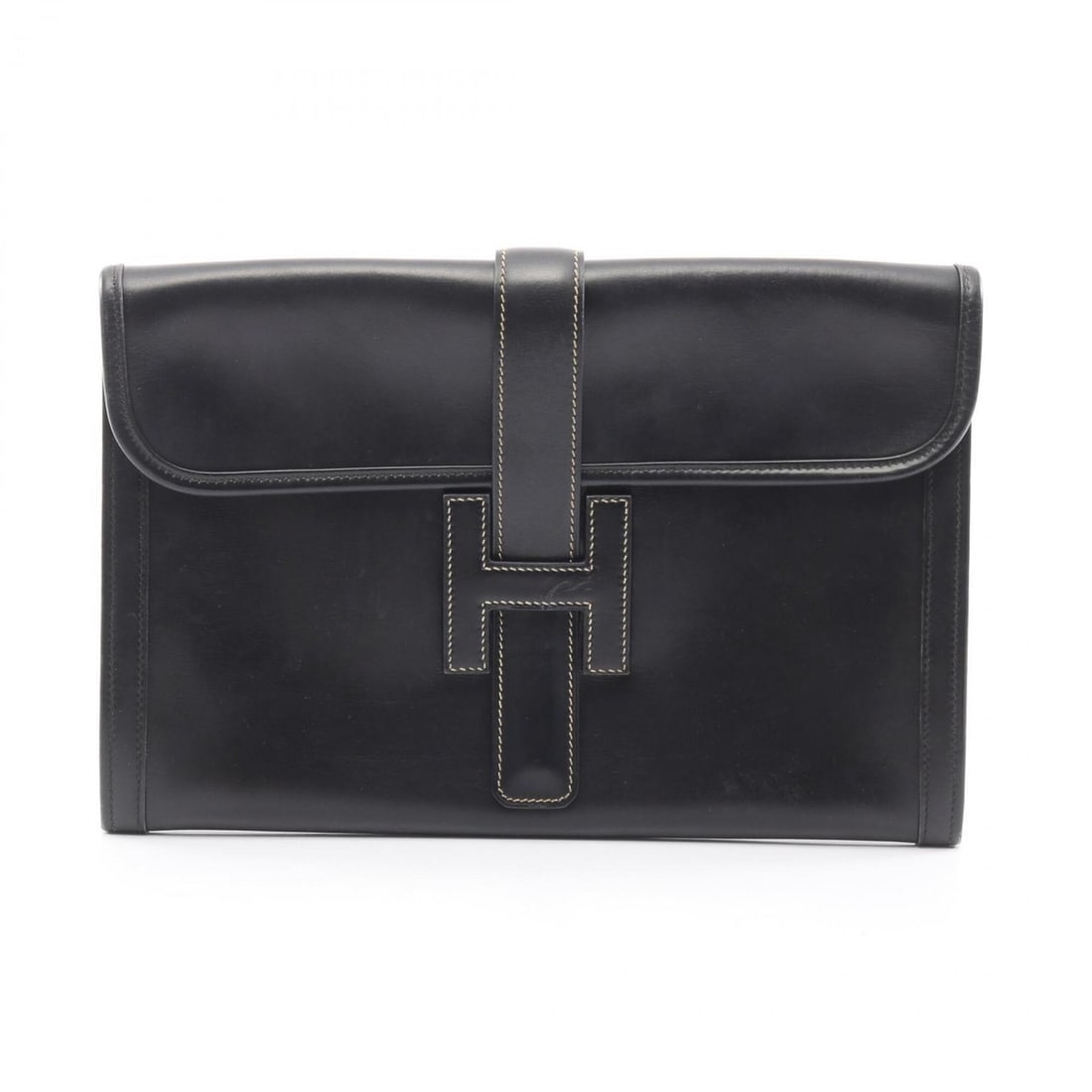 Hermes Jige PM Second Bag Clutch Handbag Calfskin (Cowhide) Box Calf Women's Black (1 of 10)