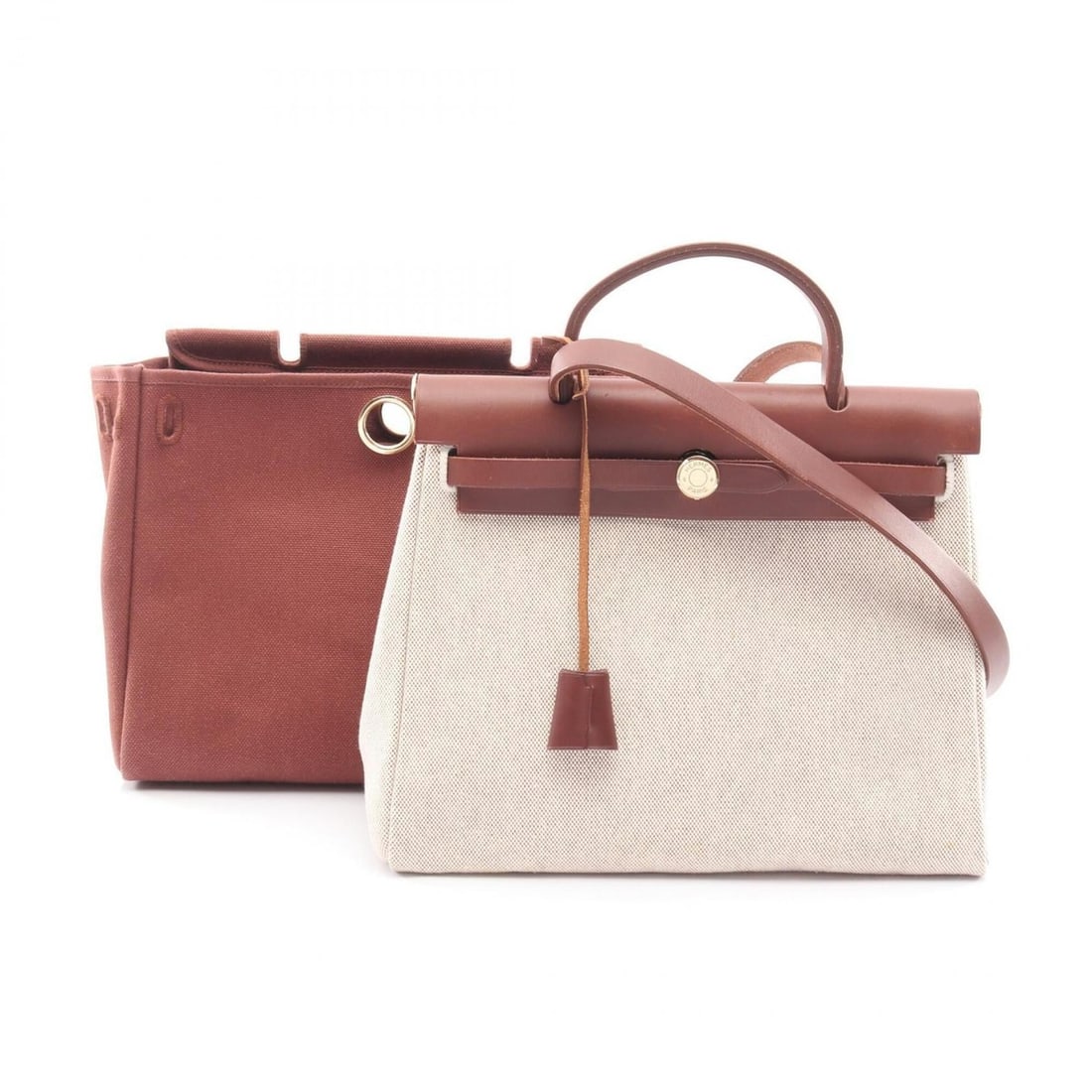 Hermes Herbag PM Natural 2-Way Handbag Toile H Vache Hunter Women's Beige/Brown: --- Catalog ---Category: SizeSize (HxWxD): 25cm x 30cm x 11cm / 9.84'' x 11.81'' x 4.33''Category: DesignType: HandbagColor: Beige, Brown, NaturalGender: WomenMaterial: Toile H Category: GeneralBrand: