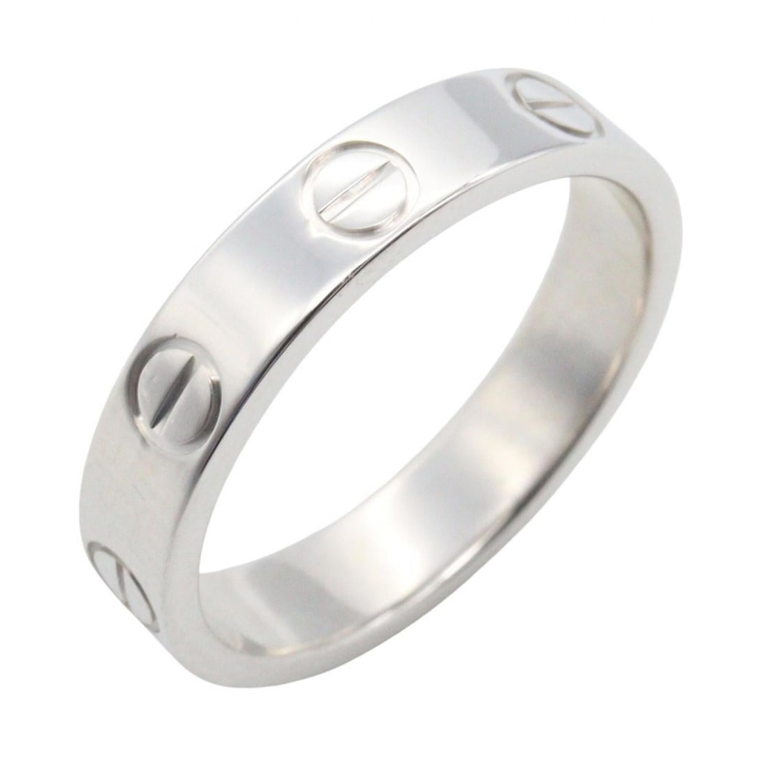Cartier Mini Love Ring, 18K White Gold (18KWG), Women's, Silver Tone, B4085100: --- Catalog ---Category: SizeJP Size: 7.5US Size: 4Category: DesignType: Band ringColor: SilverGender: WomenMaterial: White gold (18K)Category: GeneralMPN: B4085100Brand: Cartier--- Item List ---Secti