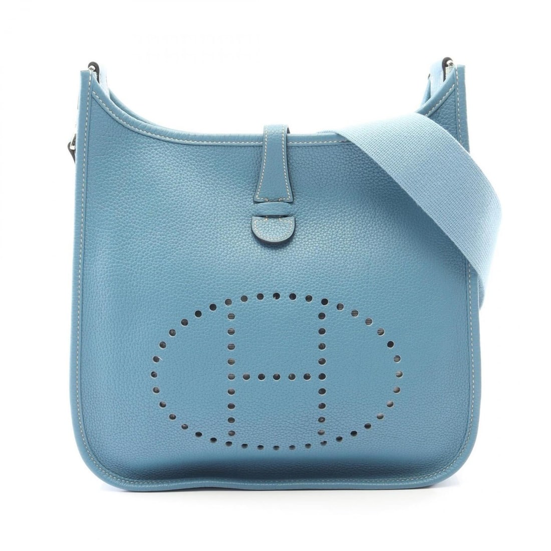 Hermes Evelyne 1 PM Blue Jean Shoulder Bag Handbag, Taurillon Clemence Leather, Women's, (1 of 12)