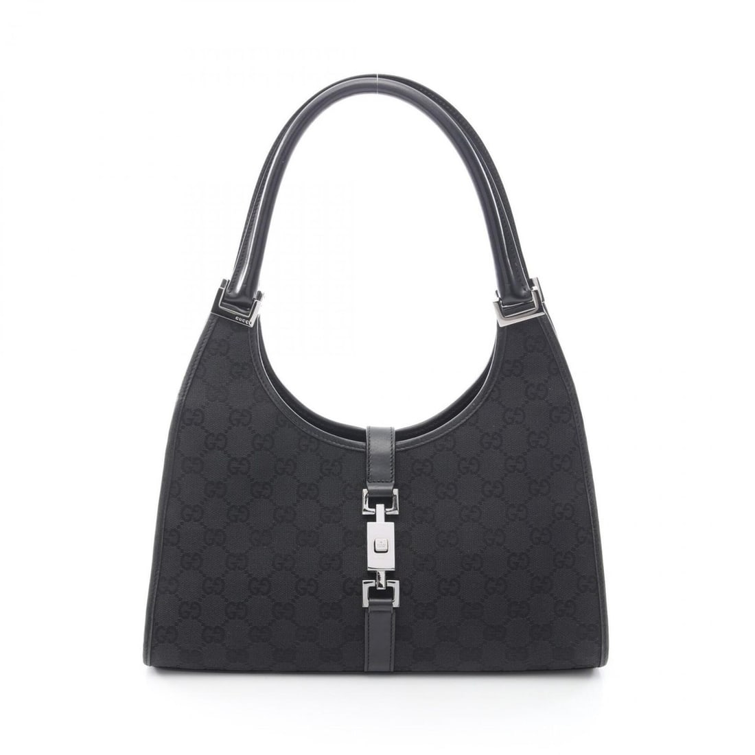 Gucci Jackie GG Canvas Shoulder Bag/Handbag, and Leather, Women's, Black (01719): --- Catalog ---Category: SizeSize (HxWxD): 15cm x 30.5cm x 11cm / 5.9'' x 12'' x 4.33''Category: DesignType: Handbag, Shoulder bagColor: BlackGender: WomenMaterial: GG canvas Category: GeneralBrand: