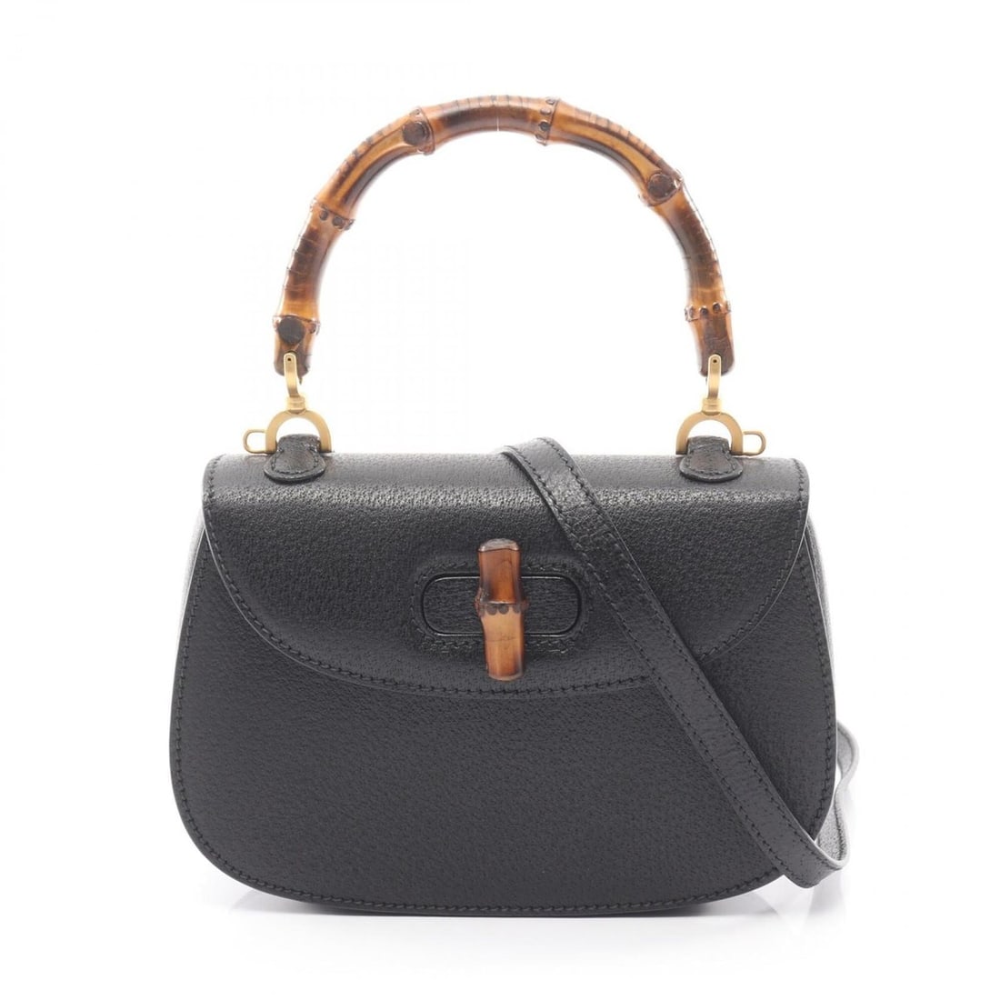Gucci Bamboo 2-Way Handbag, Leather, Women's, Black: --- Catalog ---Category: SizeSize (HxWxD): 15cm x 21cm x 8cm / 5.9'' x 8.26'' x 3.14''Category: DesignType: HandbagColor: BlackGender: WomenMaterial: Leather Category: GeneralBrand: Gucci--- Item List
