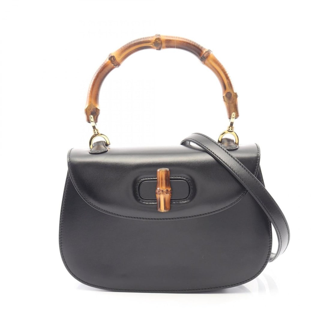 Gucci Bamboo 2-Way Handbag, Leather, Women's, Black: --- Catalog ---Category: SizeSize (HxWxD): 14.5cm x 21cm x 6cm / 5.7'' x 8.26'' x 2.36''Category: DesignType: HandbagColor: BlackGender: WomenMaterial: Leather Category: GeneralBrand: Gucci--- Item Li