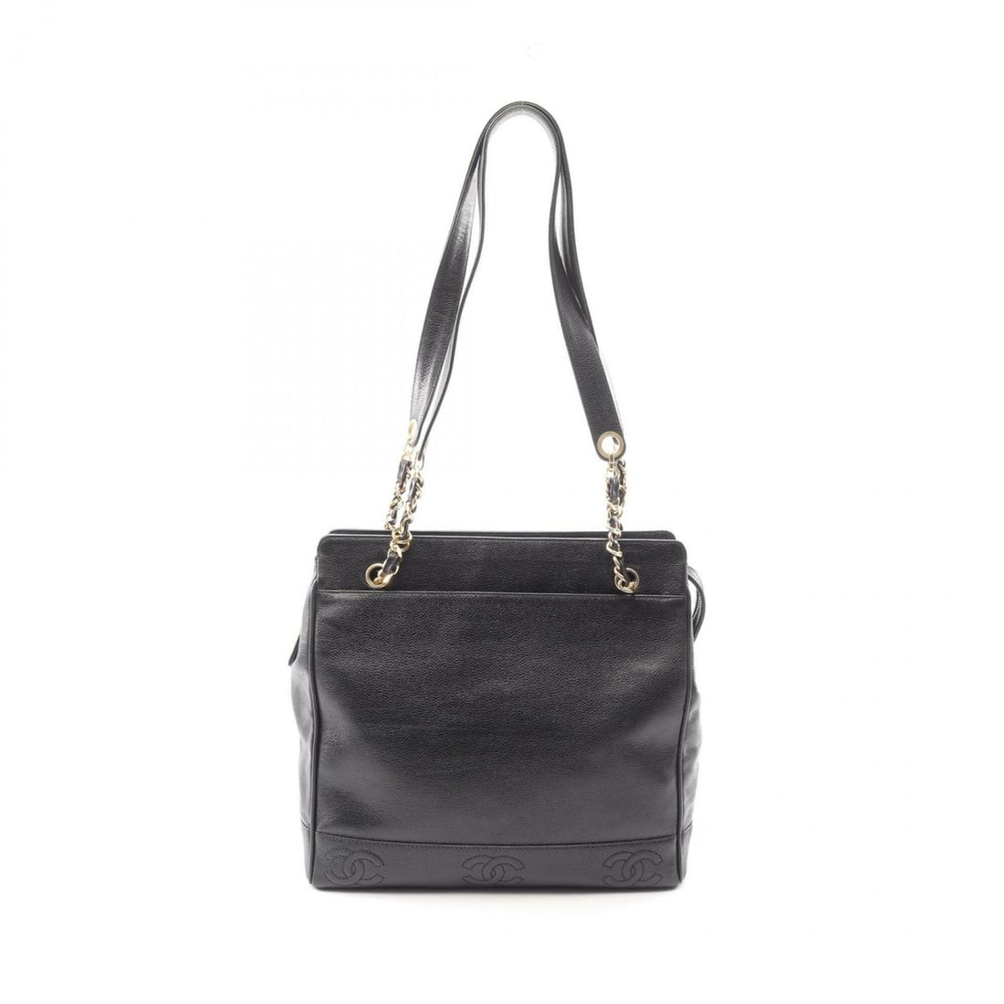 Chanel Triple Coco Mark Tote Bag Handbag, Caviar Leather (Grained Calfskin), Women's, Black: --- Catalog ---Category: SizeSize (HxWxD): 31cm x 31cm x 10cm / 12.2'' x 12.2'' x 3.93''Category: DesignType: Handbag, Tote bagColor: BlackGender: WomenMaterial: Grained Calfskin Hardware Color: GoldC