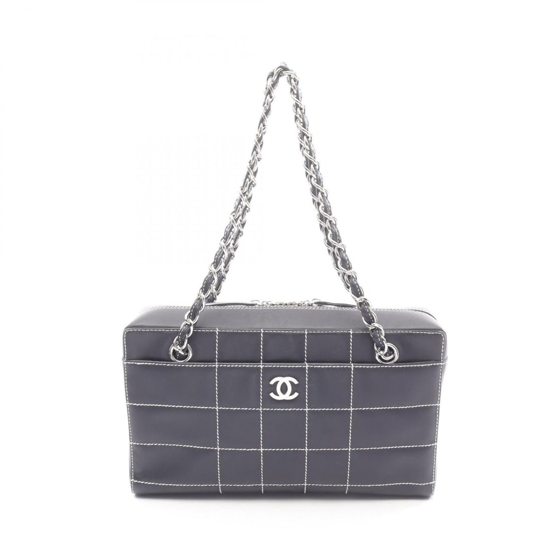 Chanel Chocolate Bar Wild Stitch Shoulder Bag/Handbag, Leather, Women's, Navy: --- Catalog ---Category: SizeSize (HxWxD): 17.5cm x 29cm x 8cm / 6.88'' x 11.41'' x 3.14''Category: DesignType: Handbag, Shoulder bagColor: NavyGender: WomenMaterial: Leather Hardware Color: SilverCat