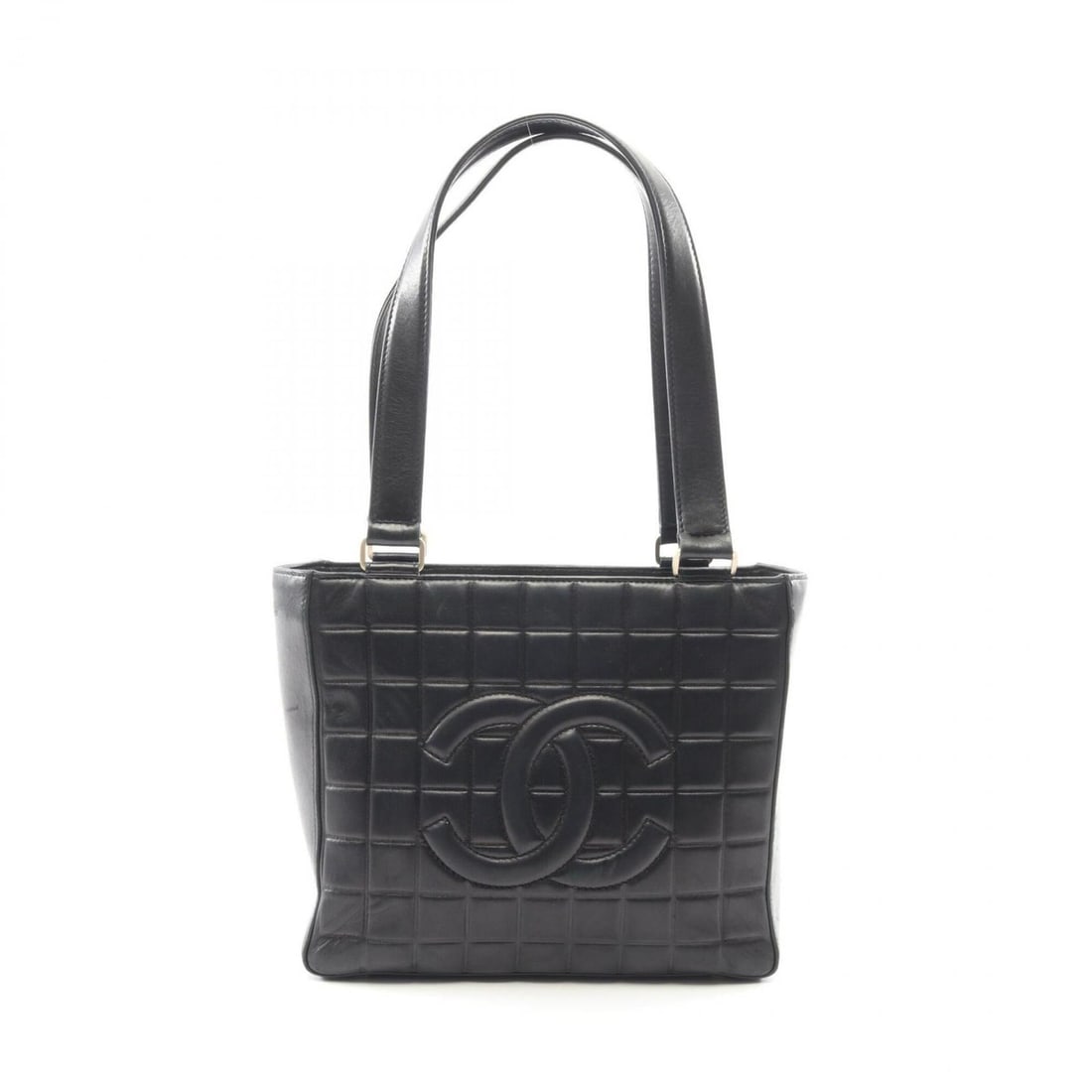 Chanel Chocolate Bar Tote Bag/Handbag, Lambskin Leather, Women's, Black: --- Catalog ---Category: SizeSize (HxWxD): 20.5cm x 24.5cm x 8cm / 8.07'' x 9.64'' x 3.14''Category: DesignType: Handbag, Tote bagColor: BlackGender: WomenMaterial: Leather Hardware Color: GoldLeather