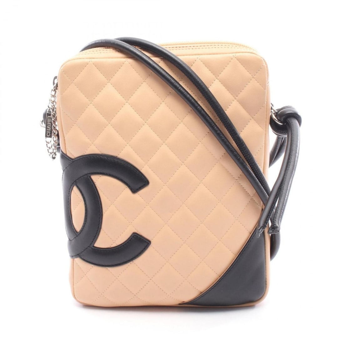 Chanel Cambon Line Shoulder Bag/Handbag, Leather, Women's, Beige/Black: --- Catalog ---Category: SizeSize (HxWxD): 25cm x 19cm x 3cm / 9.84'' x 7.48'' x 1.18''Category: DesignType: Handbag, Shoulder bagColor: Beige, BlackGender: WomenMaterial: Leather Hardware Color: Silv