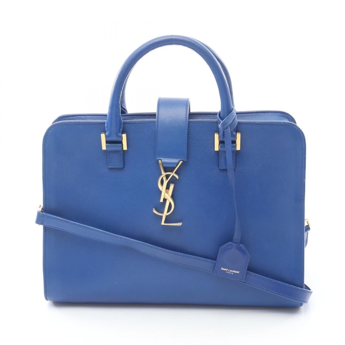 Yves Saint Laurent Saint Laurent Paris Monogram Cabas 2-Way Handbag, Leather, Women's, Blue (1 of 15)