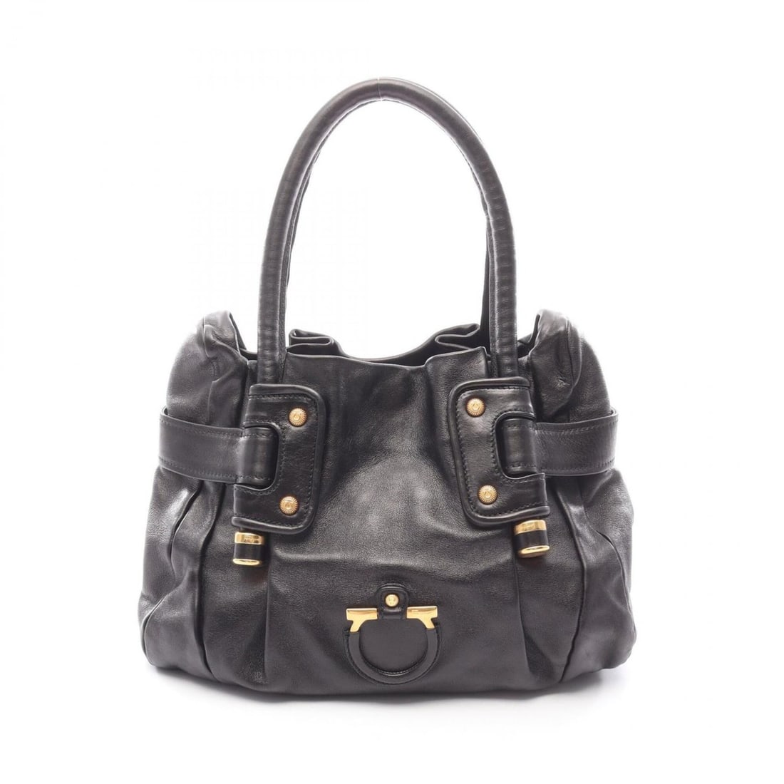 Salvatore Ferragamo Gancini Handbag, Leather, Women's, Black (1 of 19)