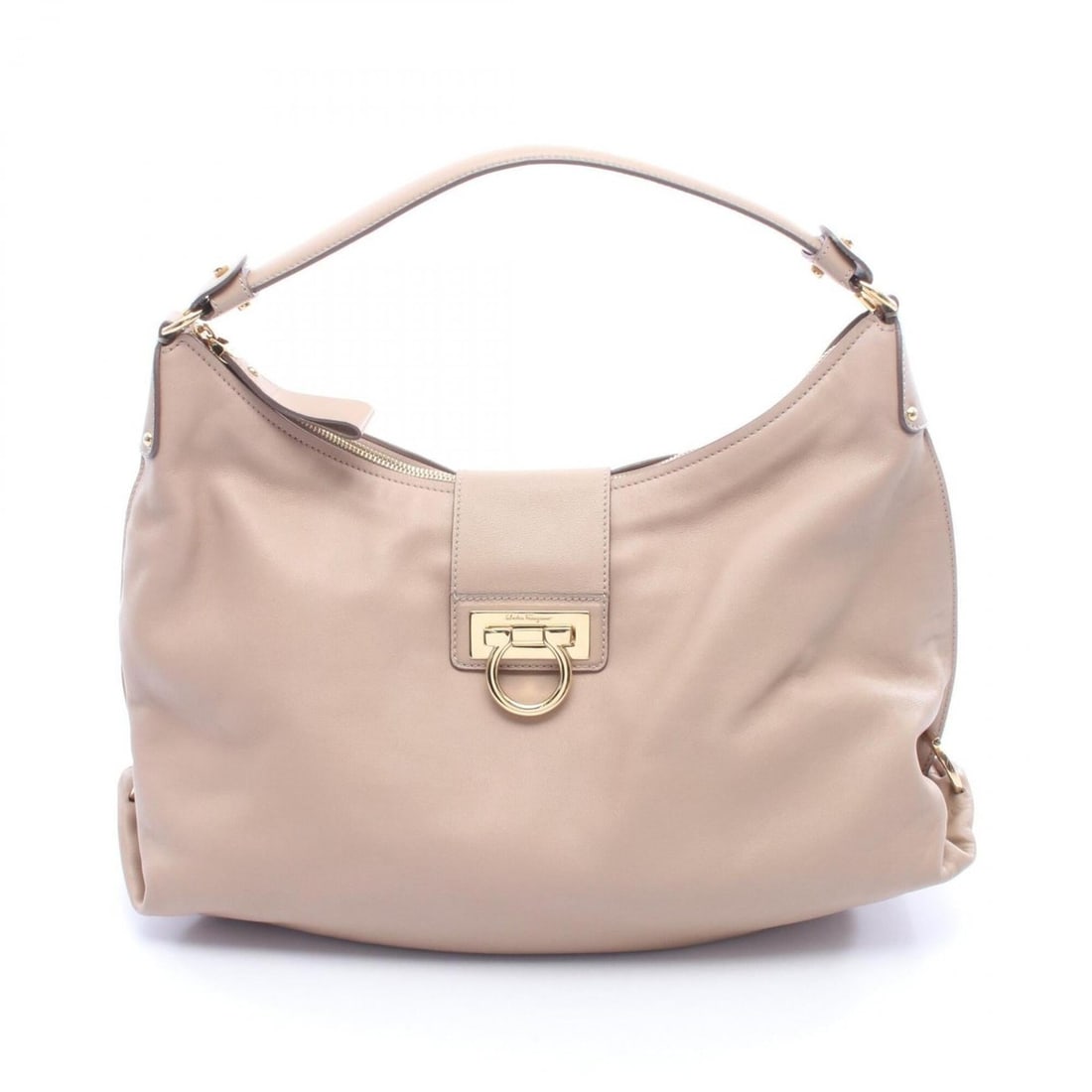 Salvatore Ferragamo Gancini Shoulder Bag/Handbag, Leather, Women's, Beige (1 of 18)