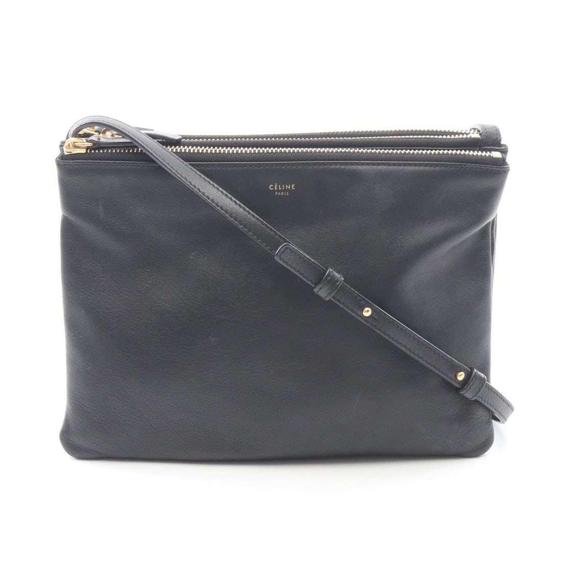 Celine TRIO LARGE Shoulder Bag/Handbag, Leather, Women's, Black: --- Catalog ---Category: SizeSize (HxWxD): 18cm x 24cm / 7.08'' x 9.44''Category: DesignType: Handbag, Shoulder bagColor: BlackGender: WomenMaterial: Leather Category: GeneralBrand: Celine--- Item Lis