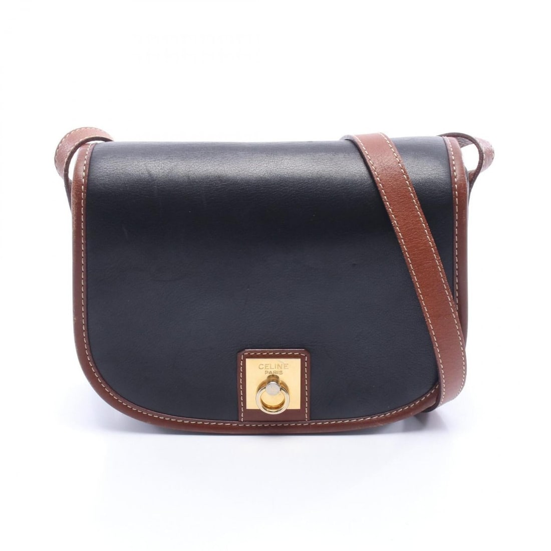 Celine CELINE Shoulder Bag Handbag Leather Women's Navy Brown: --- Catalog ---Category: SizeSize (HxWxD): 17.5cm x 21cm x 6cm / 6.88'' x 8.26'' x 2.36''Category: DesignType: Handbag, Shoulder bagColor: Brown, NavyGender: WomenMaterial: Leather Category: GeneralBr