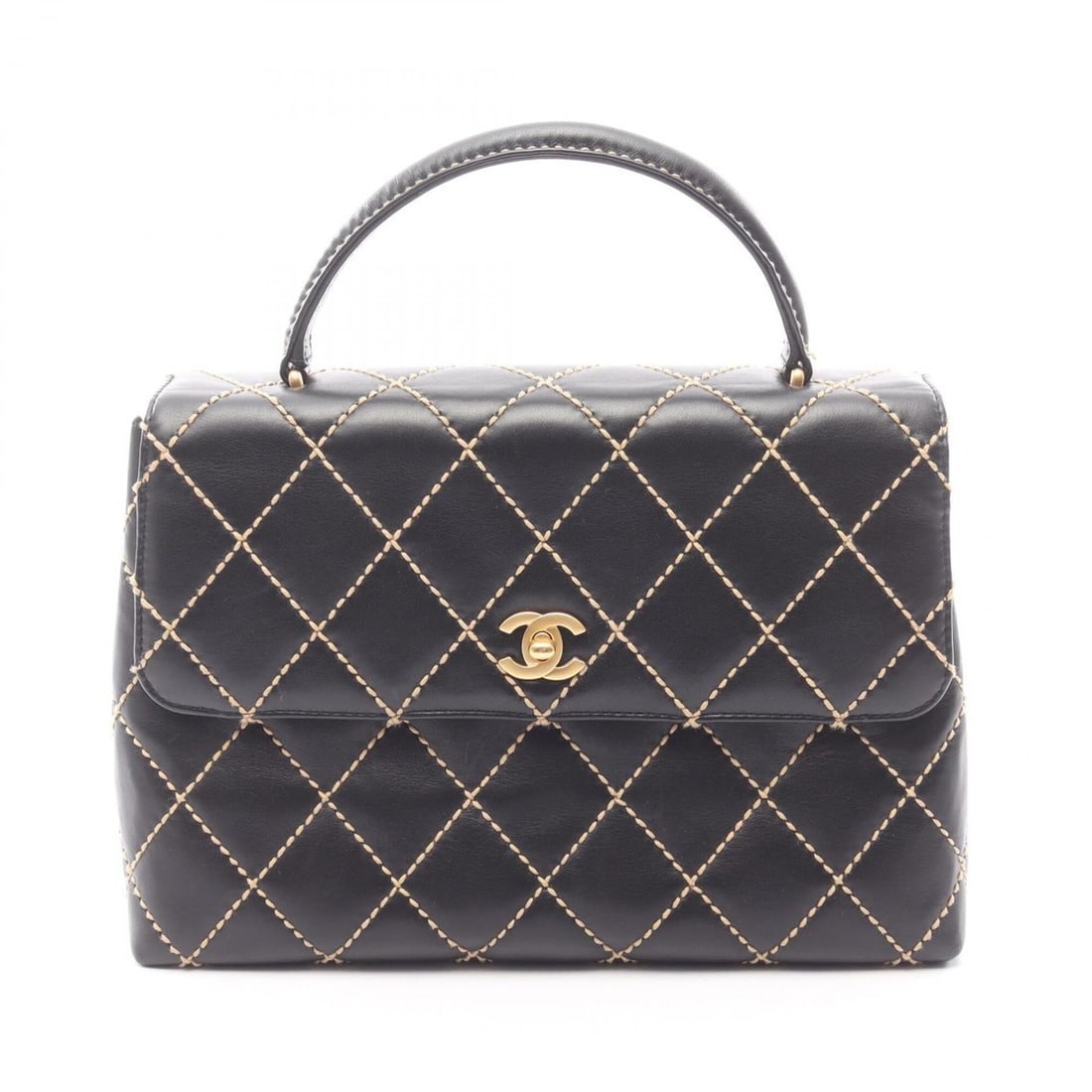Chanel Wild Stitch Top Handle Handbag, Leather, Women's, Black: --- Catalog ---Category: SizeSize (HxWxD): 21cm x 29cm x 11cm / 8.26'' x 11.41'' x 4.33''Category: DesignType: HandbagColor: BlackGender: WomenMaterial: Leather Category: GeneralBrand: Chanel--- Item 