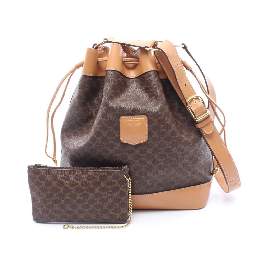 Celine Macadam Shoulder Bag/Handbag, Coated Canvas and Leather, Women's, Brown: --- Catalog ---Category: SizeSize (HxWxD): 29.5cm x 26cm x 12cm / 11.61'' x 10.23'' x 4.72''Category: DesignType: Handbag, Pouch, Shoulder bagColor: BrownGender: WomenMaterial: Coated canvas , Leather