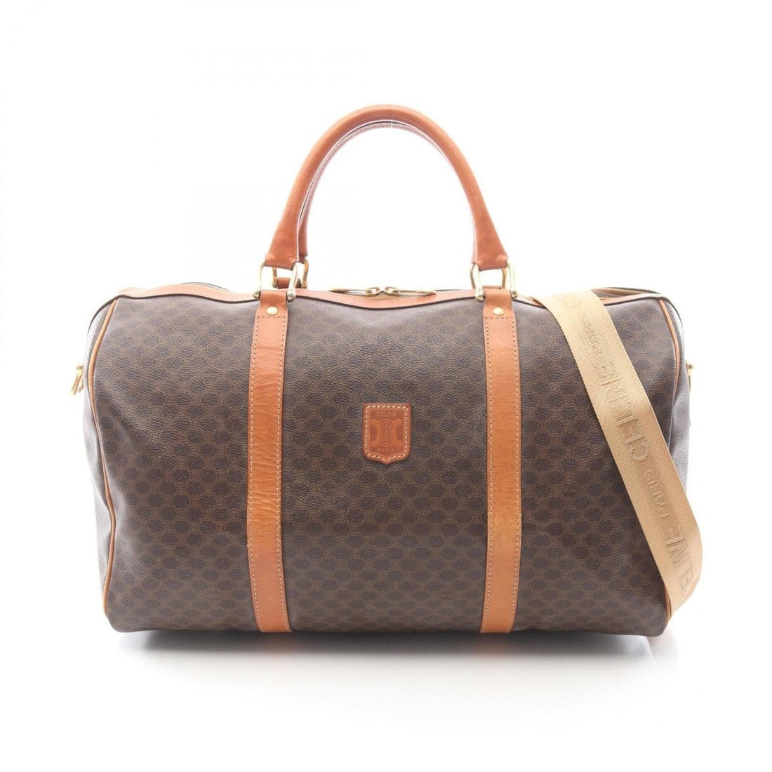 Celine Macadam 2-Way Boston Bag/Handbag, Coated Canvas and Leather, Men's/Women's, Brown Tones: --- Catalog ---Category: SizeSize (HxWxD): 26cm x 43cm x 23cm / 10.23'' x 16.92'' x 9.05''Category: DesignType: Boston bag, HandbagColor: BrownGender: Men,WomenMaterial: Coated canvas , Leather Catego