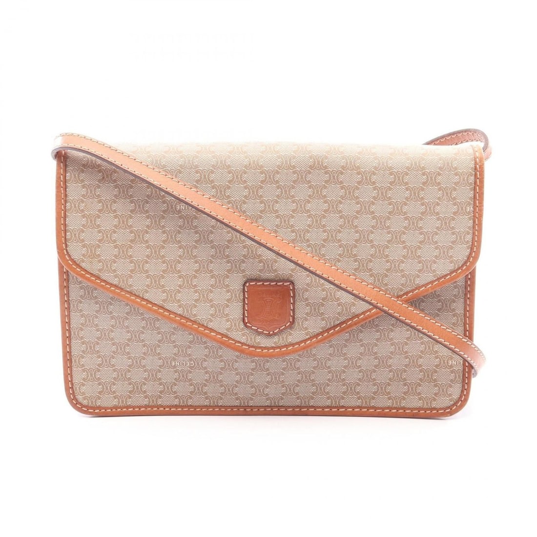 Celine Macadam Shoulder Bag/Handbag, Coated Canvas and Leather, Women's, Beige/Brown: --- Catalog ---Category: SizeSize (HxWxD): 17cm x 26cm x 4.5cm / 6.69'' x 10.23'' x 1.77''Category: DesignType: Handbag, Shoulder bagColor: Beige, BrownGender: WomenMaterial: Coated canvas , Leather C