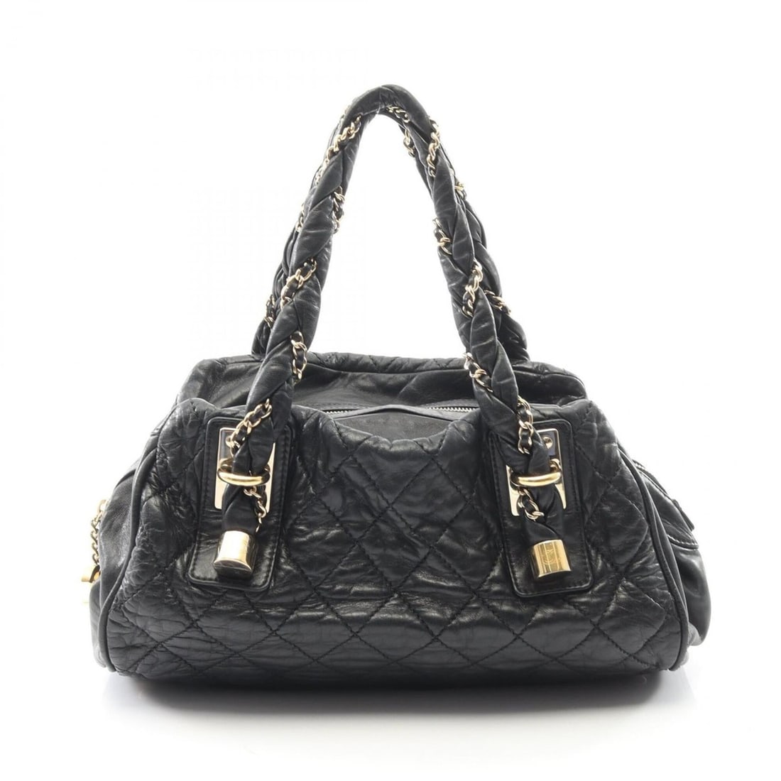 Chanel Matelassé Tote Bag Handbag, Lambskin Leather, Women's, Black: --- Catalog ---Category: SizeSize (HxWxD): 19cm x 33cm x 17cm / 7.48'' x 12.99'' x 6.69''Category: DesignType: Handbag, Tote bagColor: BlackGender: WomenMaterial: Leather Leather/Fur Type: LambskinCat