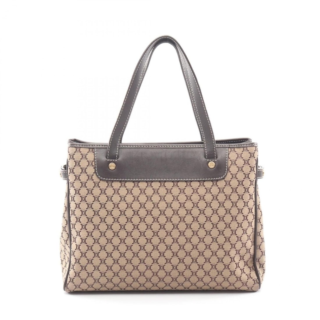 Celine Macadam handbag, canvas and leather, women's, beige/brown.: --- Catalog ---Category: SizeSize (HxWxD): 20cm x 27cm x 9.5cm / 7.87'' x 10.62'' x 3.74''Category: DesignType: HandbagColor: Beige, BrownGender: WomenMaterial: Canvas , Leather Category: GeneralBrand