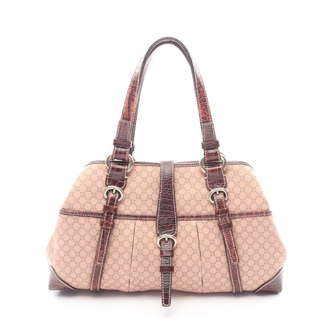 Celine Macadam handbag, canvas and leather, women's, pink brown tones.: --- Catalog ---Category: SizeSize (HxWxD): 22cm x 37cm x 13cm / 8.66'' x 14.56'' x 5.11''Category: DesignType: HandbagColor: Brown, PinkGender: WomenMaterial: Canvas , Leather Category: GeneralBrand: 