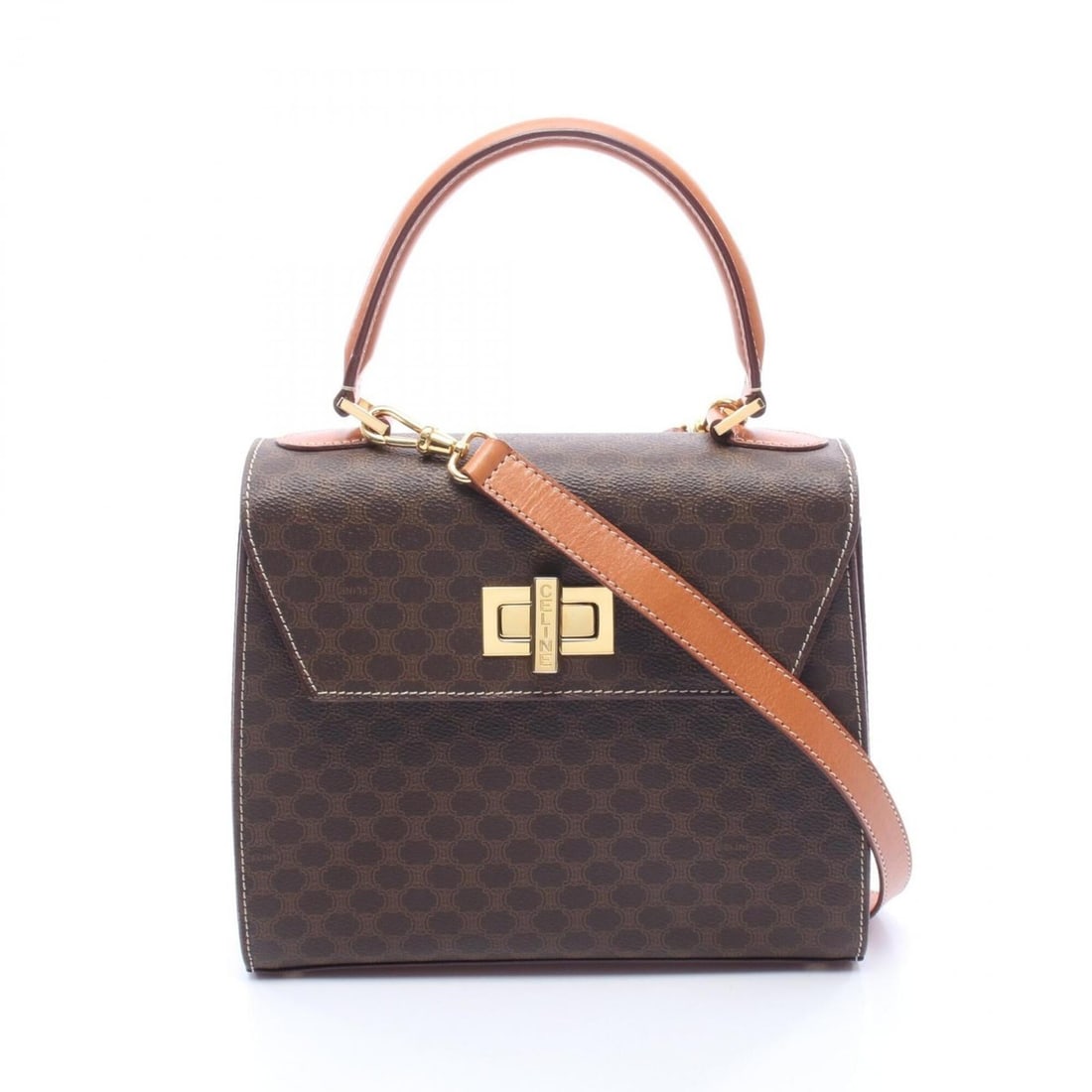 Celine Macadam Top Handle 2-Way Handbag, Coated Canvas Leather, Women's, Brown: --- Catalog ---Category: SizeSize (HxWxD): 20cm x 23.5cm x 7cm / 7.87'' x 9.25'' x 2.75''Category: DesignType: HandbagColor: BrownGender: WomenMaterial: Coated canvas , Leather Category: GeneralBrand: