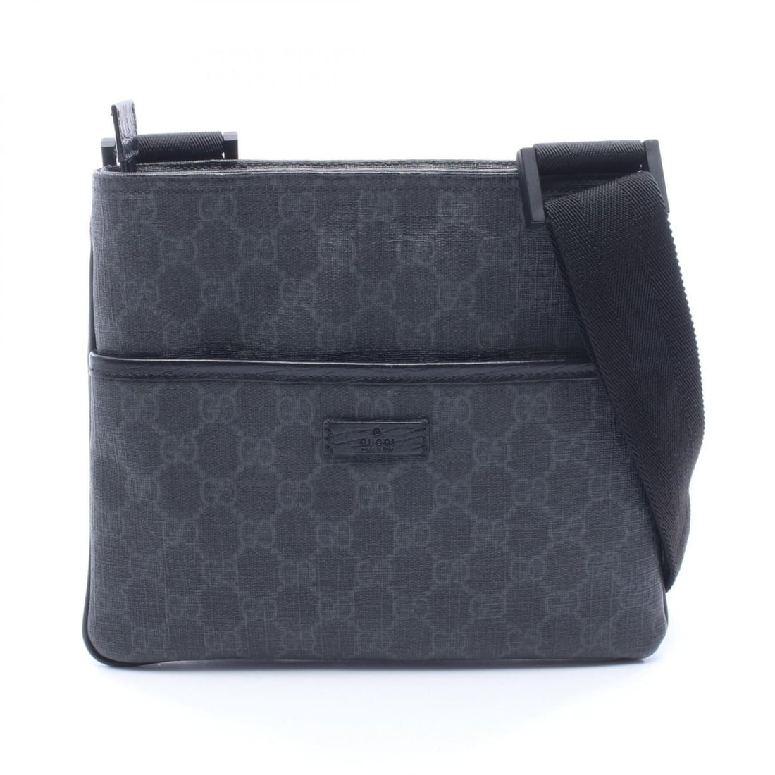 Gucci GG Supreme Shoulder Bag/Handbag, Coated Canvas and Leather, Men's/Women's, Black/Gray, 162905: --- Catalog ---Category: SizeSize (HxWxD): 20cm x 23.5cm x 1.5cm / 7.87'' x 9.25'' x 0.59''Strap Length: 74cm - 131cm / 29.13'' - 51.57''Category: DesignType: Handbag, Shoulder bagColor: Black, GrayGe