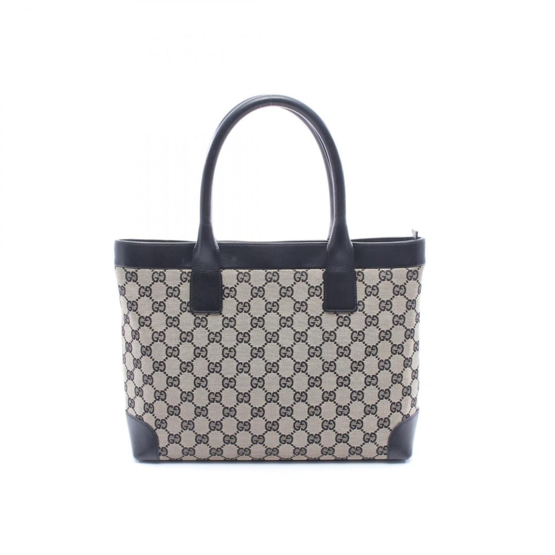 Gucci GG Canvas Tote Bag Handbag, and Leather, Women's, Navy/Beige, 002.1119: --- Catalog ---Category: SizeSize (HxWxD): 25cm x 31cm x 9cm / 9.84'' x 12.2'' x 3.54''Handle Length: 46cm / 18.11''Category: DesignType: Handbag, Tote bagColor: Beige, NavyGender: WomenMaterial: GG c