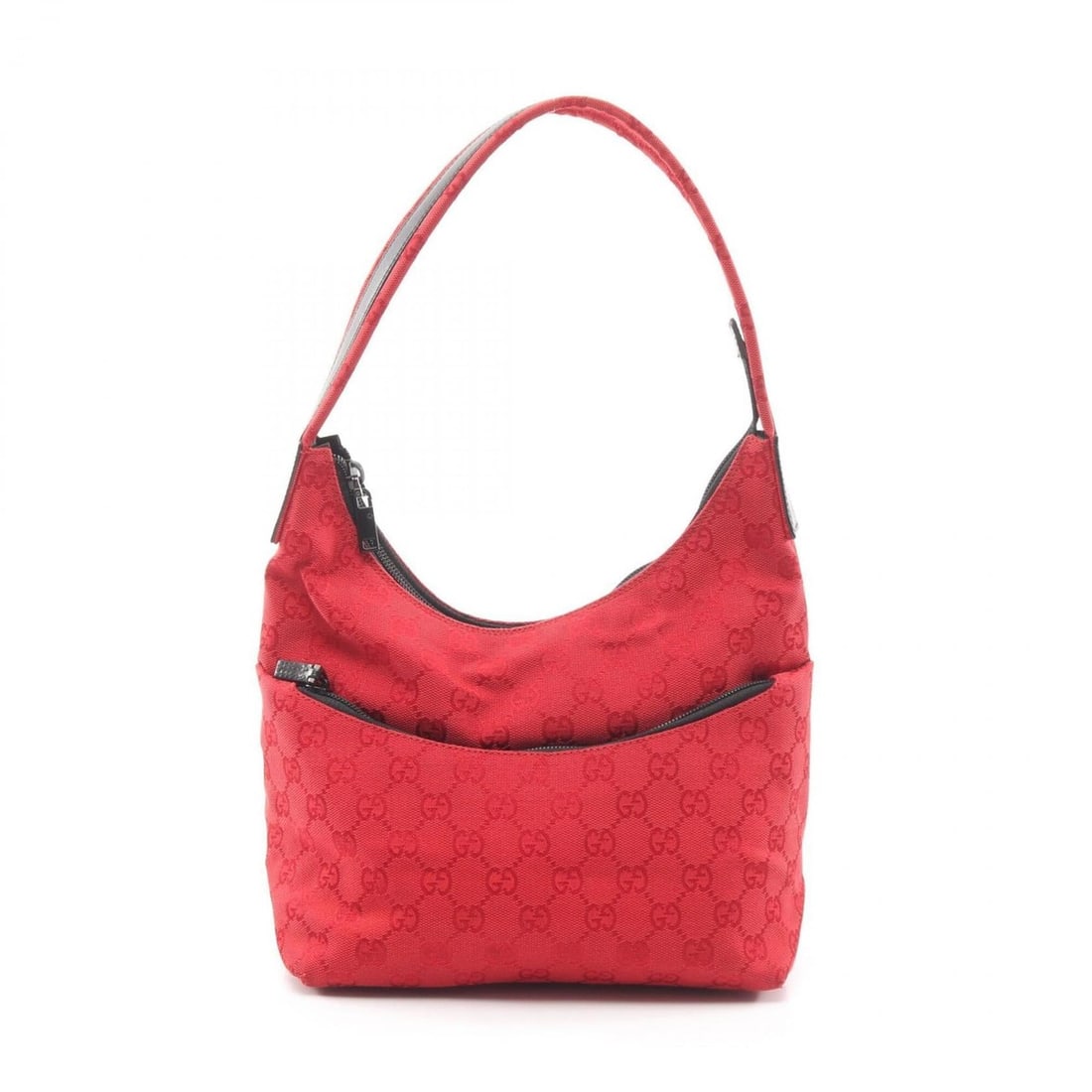 Gucci GG Canvas Shoulder Bag/Handbag, and Leather, Women's, Red/Black, 001-3386: --- Catalog ---Category: SizeSize (HxWxD): 20cm x 23cm x 12.5cm / 7.87'' x 9.05'' x 4.92''Strap Length: 41cm / 16.14''Category: DesignType: Handbag, Shoulder bagColor: Black, Red colorGender: WomenMat