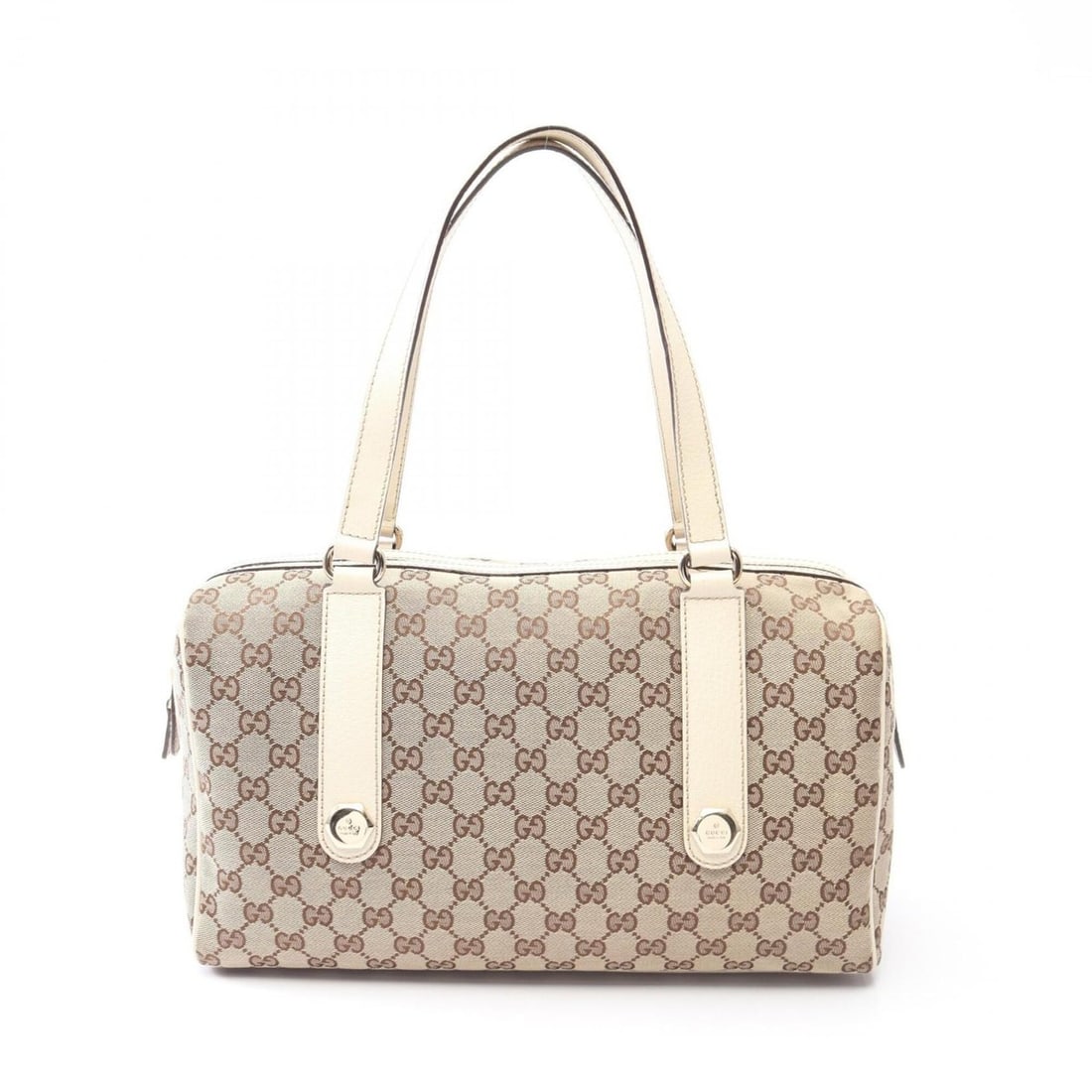 Gucci GG Canvas Shoulder Bag/Handbag, and Leather, Women's, Beige/White, 154180: --- Catalog ---Category: SizeSize (HxWxD): 20cm x 35cm x 12.5cm / 7.87'' x 13.77'' x 4.92''Strap Length: 50cm / 19.68''Category: DesignType: Handbag, Shoulder bagColor: Beige, WhiteGender: WomenMateri