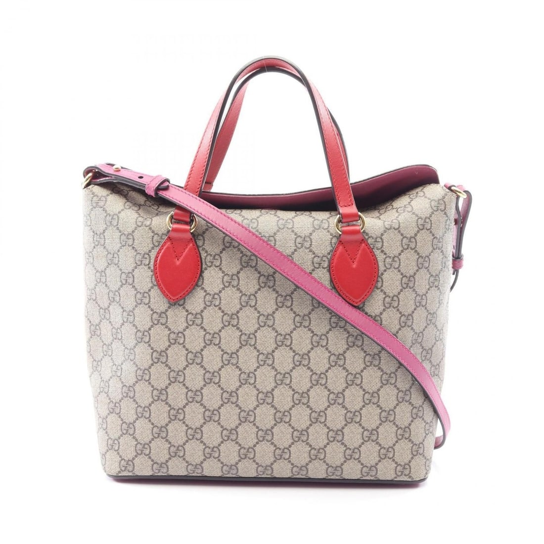 Gucci GG Supreme Handbag, Coated Canvas Leather, Women's, Beige/Red, 429147: --- Catalog ---Category: SizeSize (HxWxD): 24cm x 29cm x 13.5cm / 9.44'' x 11.41'' x 5.31''Strap Length: 92cm - 102cm / 36.22'' - 40.15''Category: DesignType: HandbagColor: Beige, Red colorGender: Wom