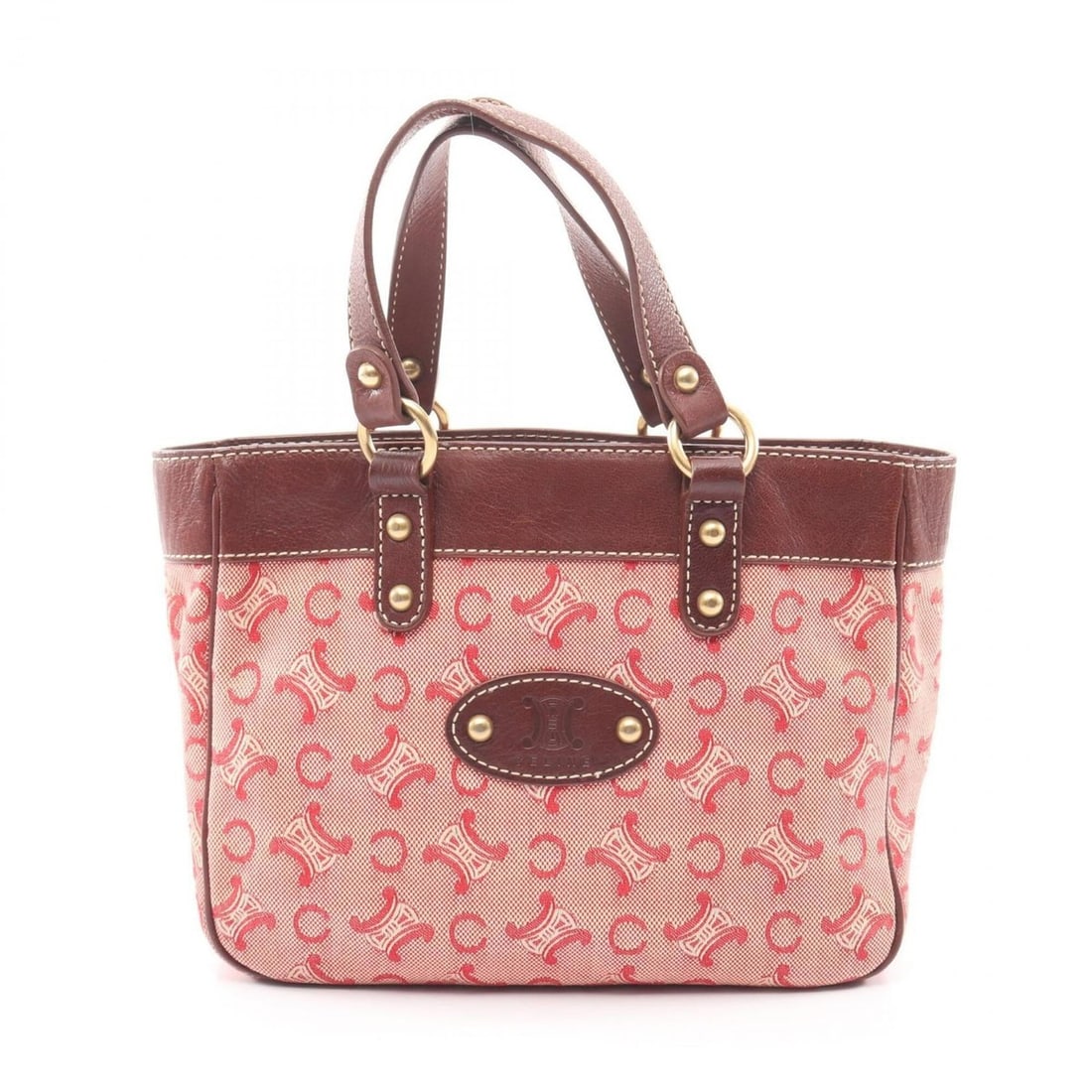 Celine C Macadam Handbag, Canvas and Leather, Women's, Red/Brown: --- Catalog ---Category: SizeSize (HxWxD): 21cm x 26cm x 7.5cm / 8.26'' x 10.23'' x 2.95''Category: DesignType: HandbagColor: Brown, Red colorGender: WomenMaterial: Canvas , Leather Category: GeneralB