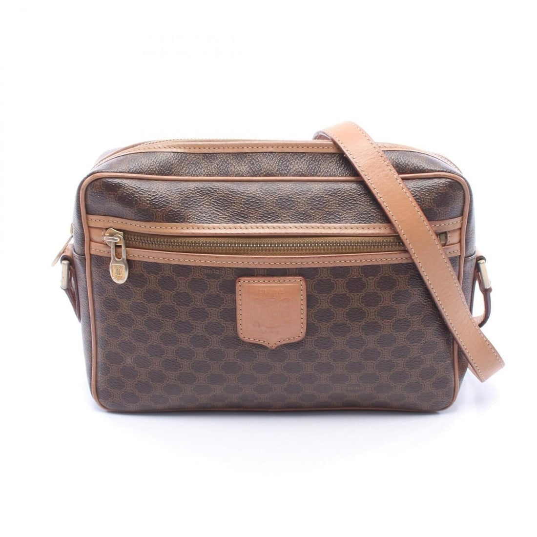 Celine Macadam Shoulder Bag/Handbag, Coated Canvas and Leather, Women's, Brown: --- Catalog ---Category: SizeSize (HxWxD): 17cm x 24cm x 6cm / 6.69'' x 9.44'' x 2.36''Category: DesignType: Handbag, Shoulder bagColor: BrownGender: WomenMaterial: Coated canvas , Leather Category: G