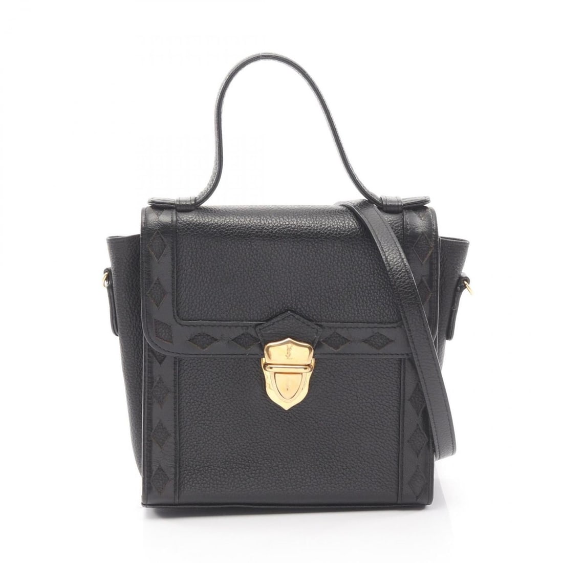 Yves Saint Laurent 2-way handbag, leather, women's, black.: --- Catalog ---Category: SizeSize (HxWxD): 16cm x 16cm x 6cm / 6.29'' x 6.29'' x 2.36''Category: DesignType: HandbagColor: BlackGender: WomenMaterial: Leather Category: GeneralBrand: Yves Saint Lauren