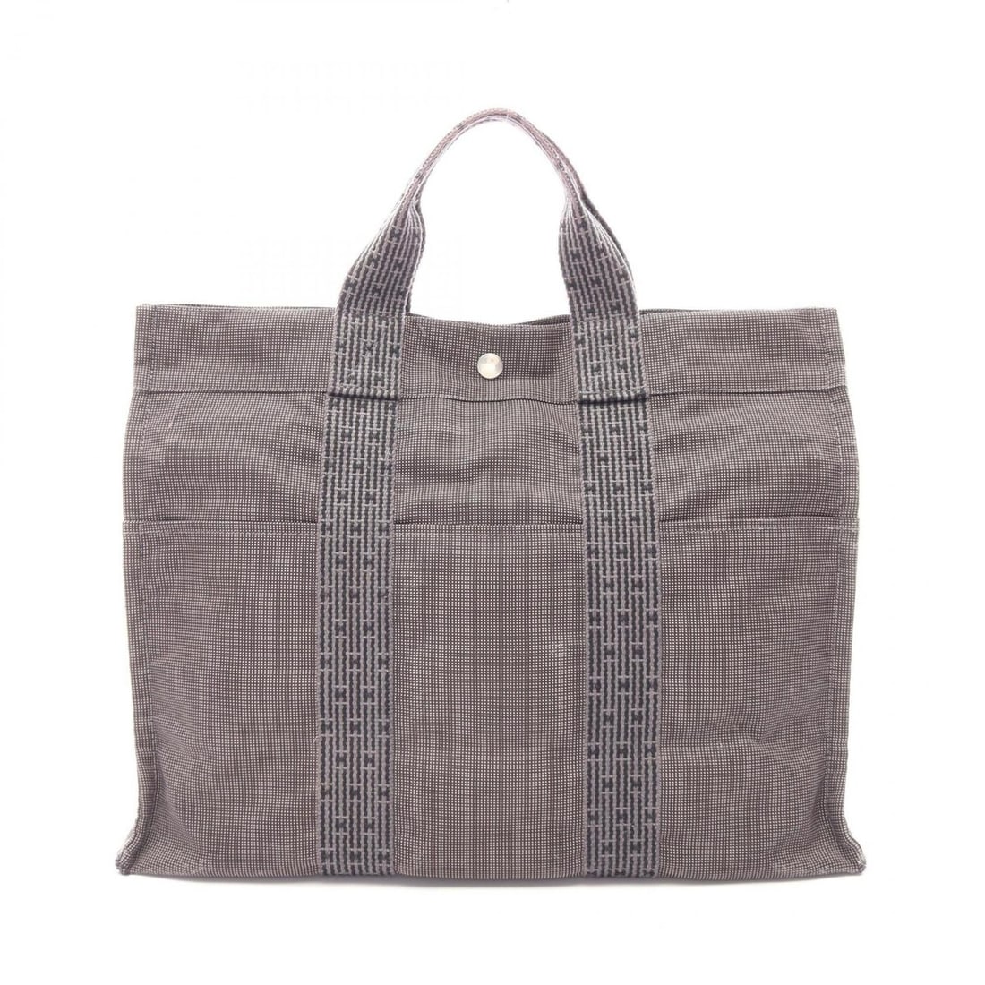 Hermes Herline MM Tote Bag/Handbag, Nylon Canvas, Men's/Women's, Gray: --- Catalog ---Category: SizeSize (HxWxD): 32cm x 42cm x 11cm / 12.59'' x 16.53'' x 4.33''Category: DesignType: Handbag, Tote bagColor: GrayGender: Men,WomenMaterial: Nylon canvas Category: GeneralBra