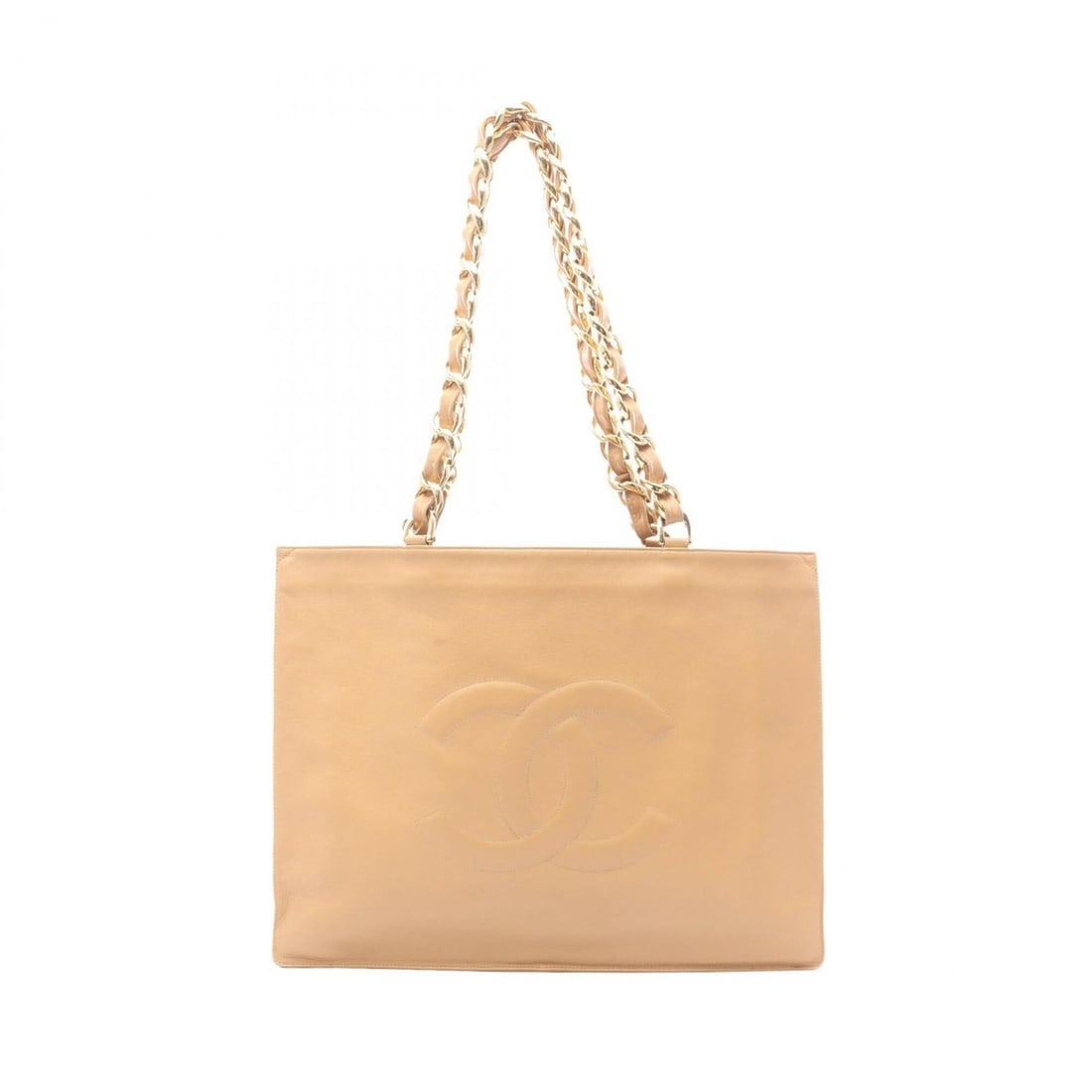 Chanel Coco Mark Tote Bag/Handbag, Lambskin Leather, Women's, Beige: --- Catalog ---Category: SizeSize (HxWxD): 32cm x 41.5cm x 11.5cm / 12.59'' x 16.33'' x 4.52''Category: DesignType: Handbag, Tote bagColor: BeigeGender: WomenMaterial: Leather Leather/Fur Type: Lambsk