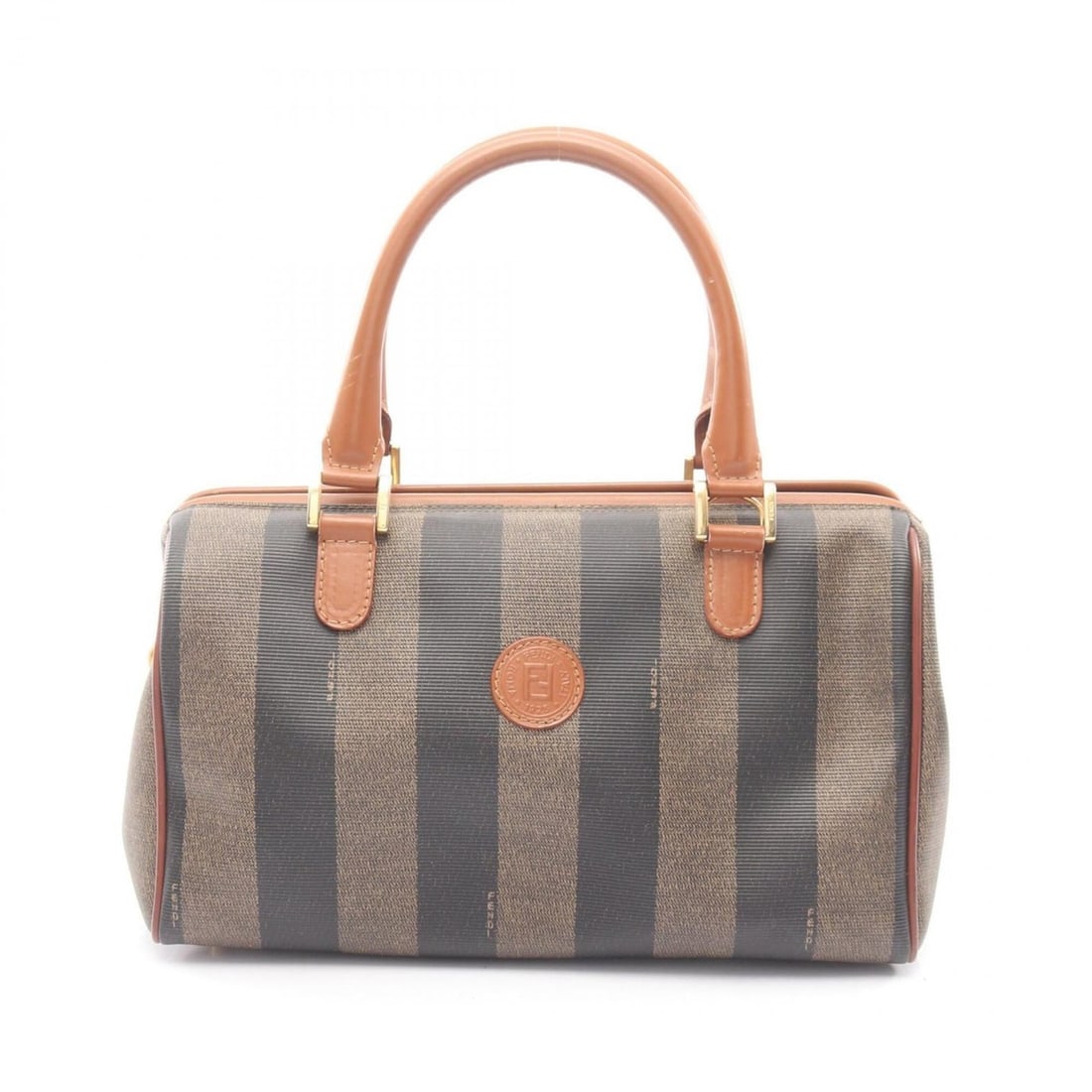 Fendi Pequin Handbag, Coated Canvas Leather, Women's, Black/Brown, 259022: --- Catalog ---Category: SizeSize (HxWxD): 15cm x 27.5cm x 14cm / 5.9'' x 10.82'' x 5.51''Category: DesignType: HandbagColor: Black, BrownGender: WomenMaterial: Coated canvas , Leather Category: Gener