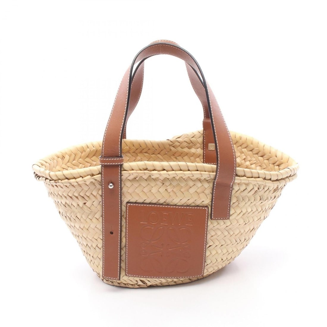 Loewe Basket Bag Small Handbag Leather Raffia Women's Beige Brown (1 of 10)