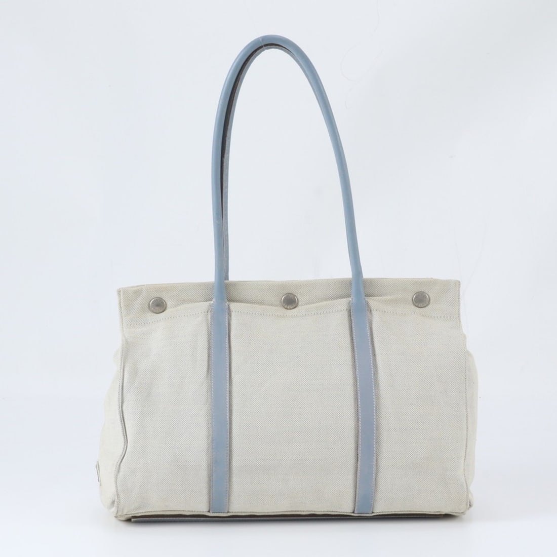 Prada Triangle Logo Leather Tote Bag, Handbag, Shoulder Women's: --- Catalog ---Category: SizeSize (HxWxD): 26cm x 36cm x 11cm / 10.23'' x 14.17'' x 4.33''Category: DesignType: Handbag, Tote bagColor: Blue, IvoryGender: WomenMaterial: Canvas , Leather Category: Gen